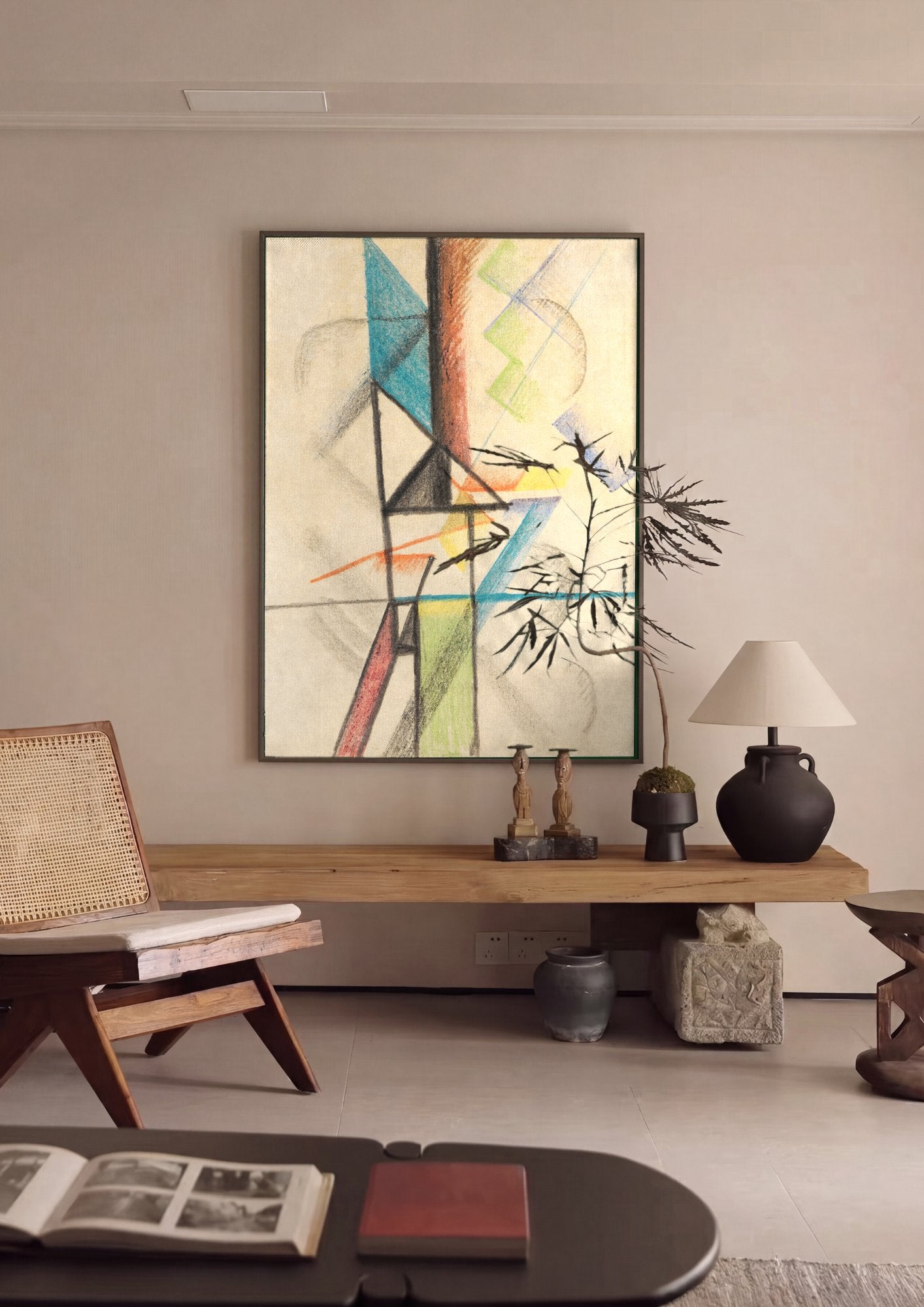 Quadro Decorativo Composicao Abstrata - August Macke em ambiente decorado