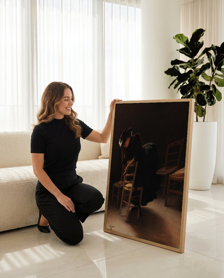 Quadro Decorativo 'A Espera' - Jean Béraud com modelo em ambiente