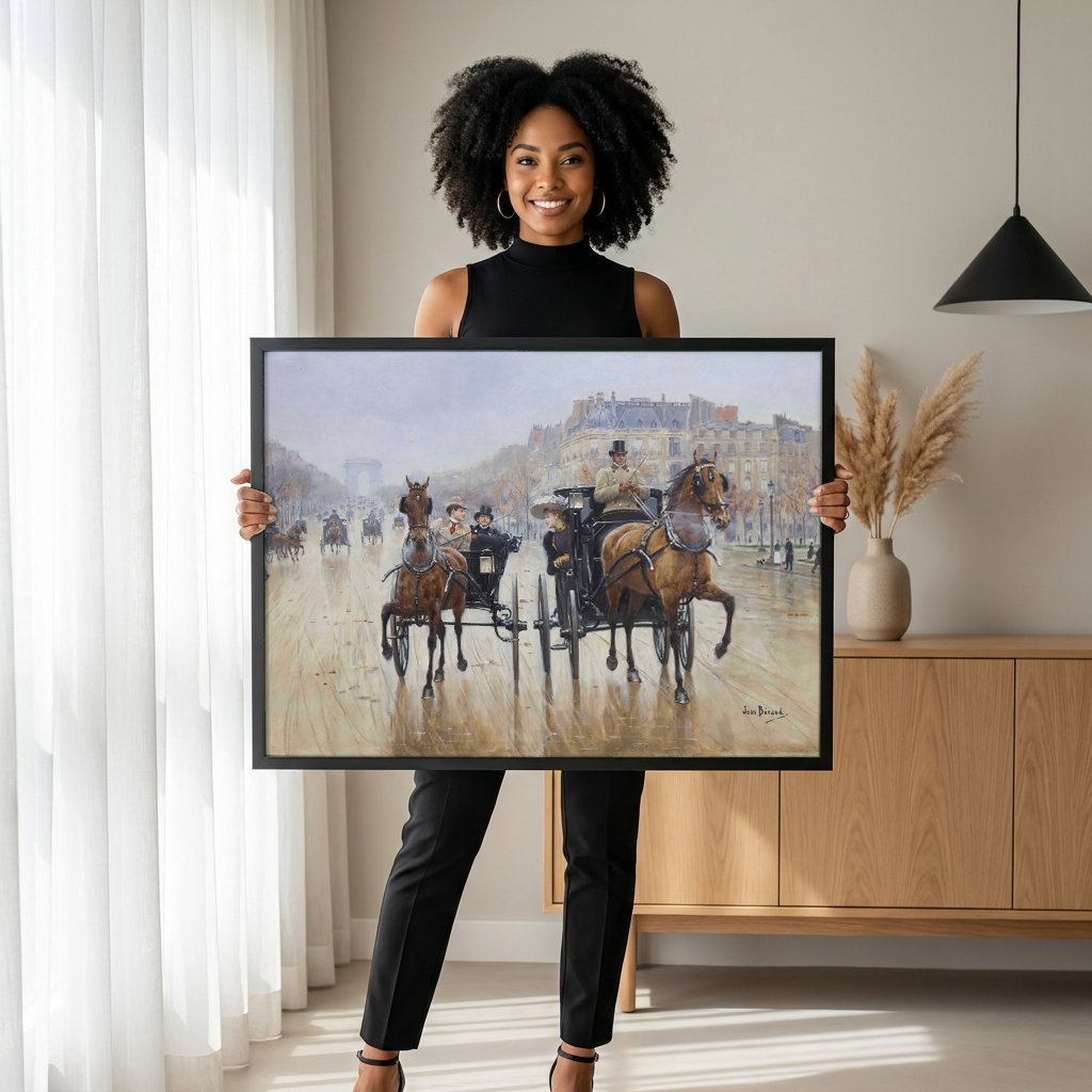 Quadro Decorativo A Avenida - Jean Béraud com modelo em ambiente