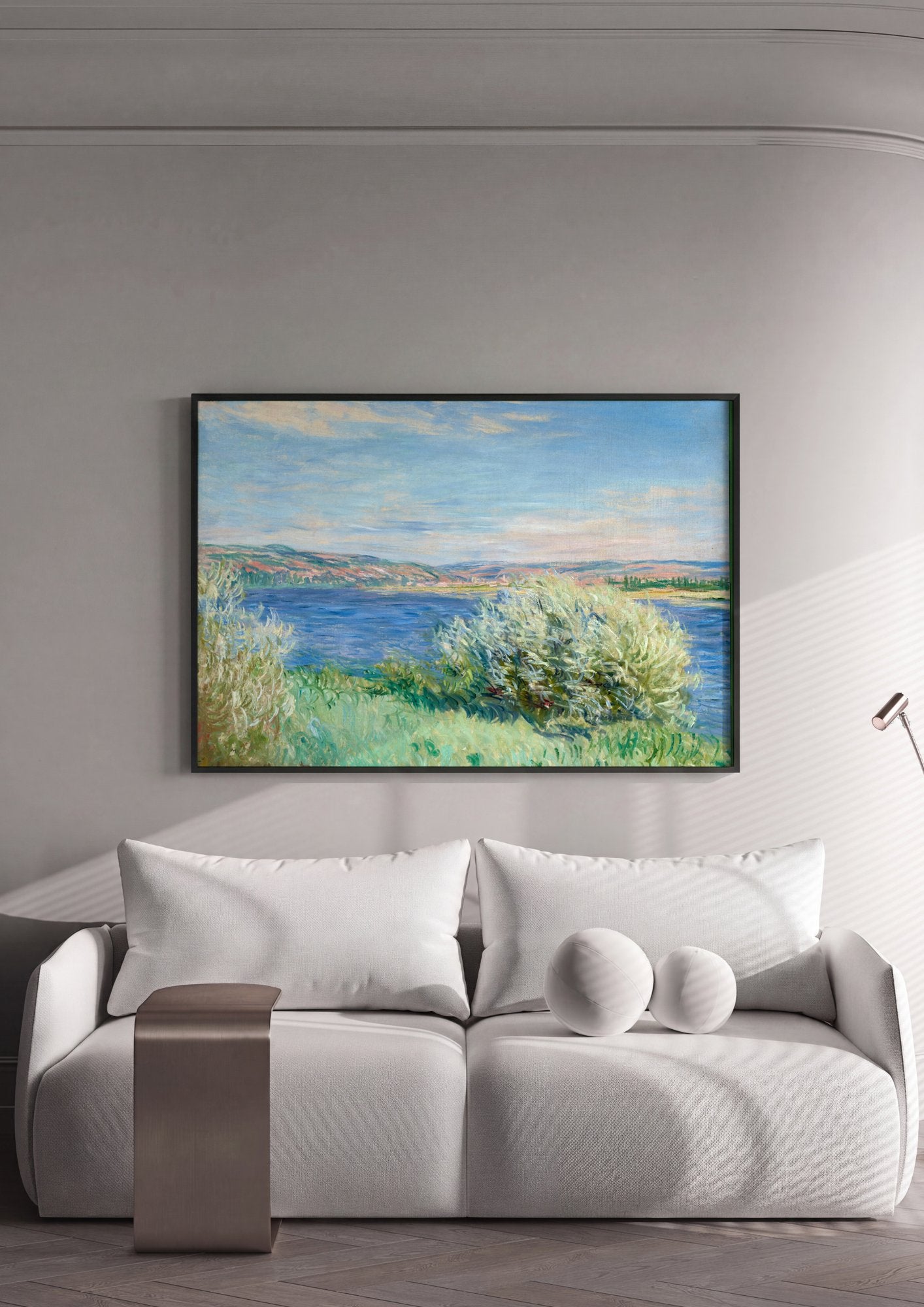 Quadro Decorativo Paisagem com Rio - Claude Monet em ambiente decorado