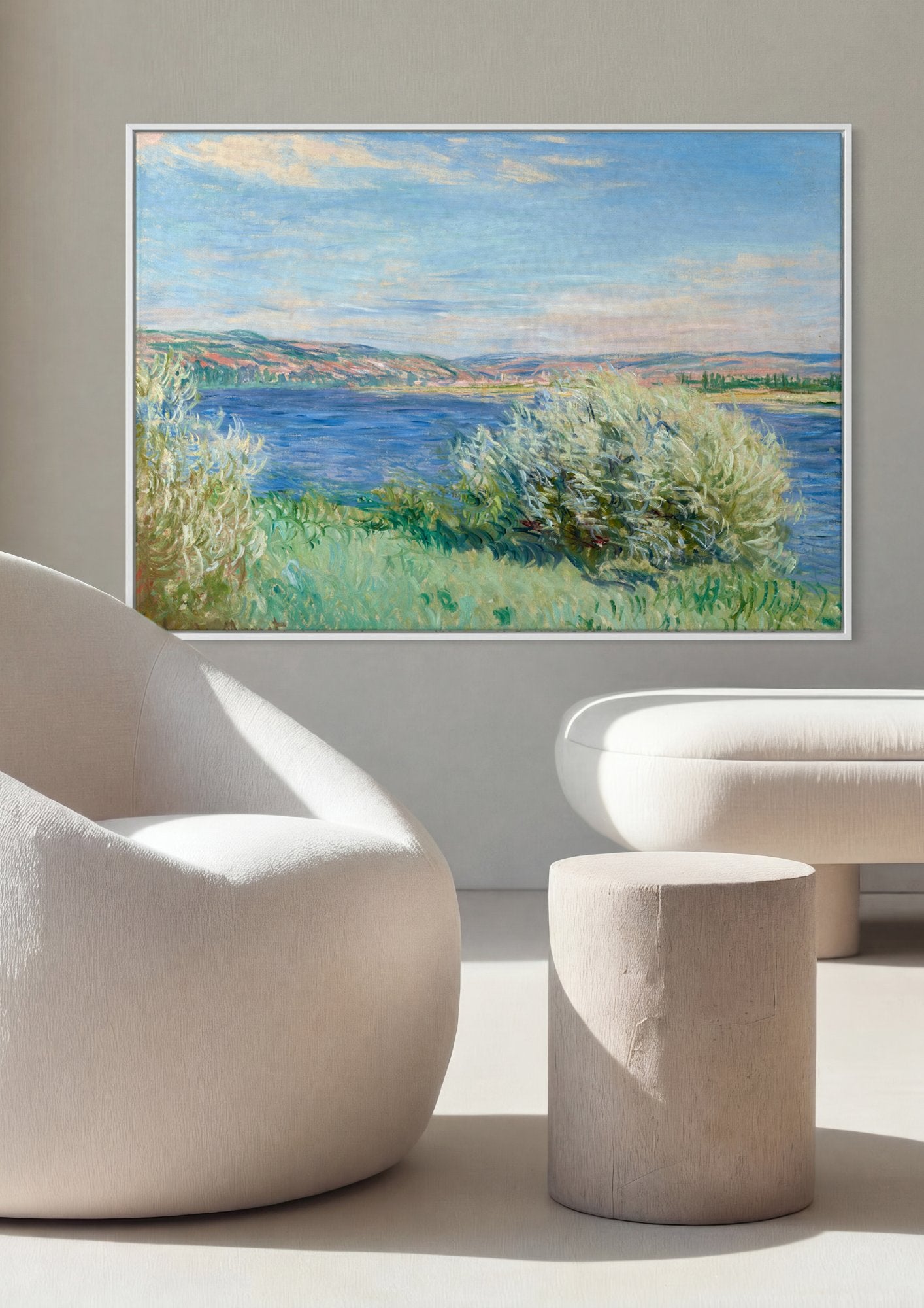 Quadro Decorativo Paisagem com Rio - Claude Monet em ambiente decorado