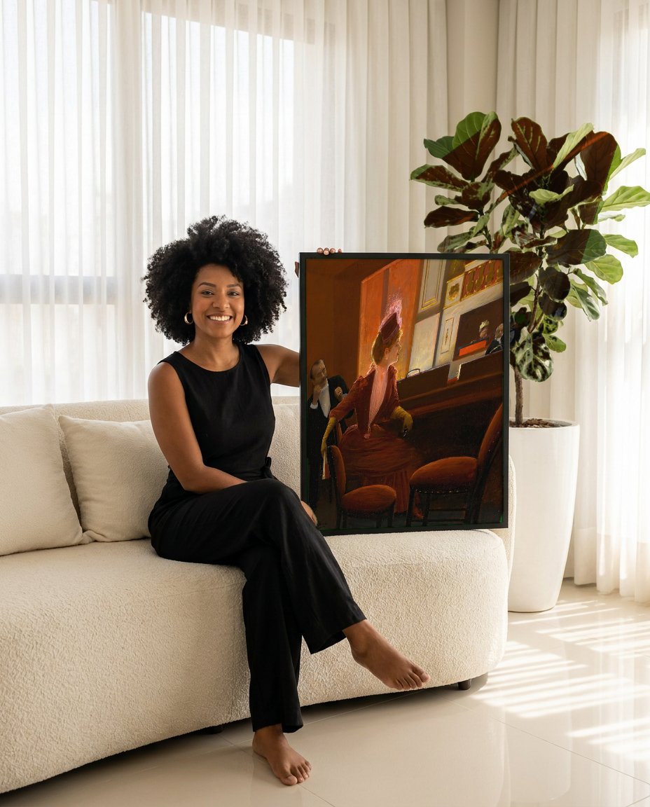Quadro Decorativo A Plateia - Jean Béraud com modelo em ambiente