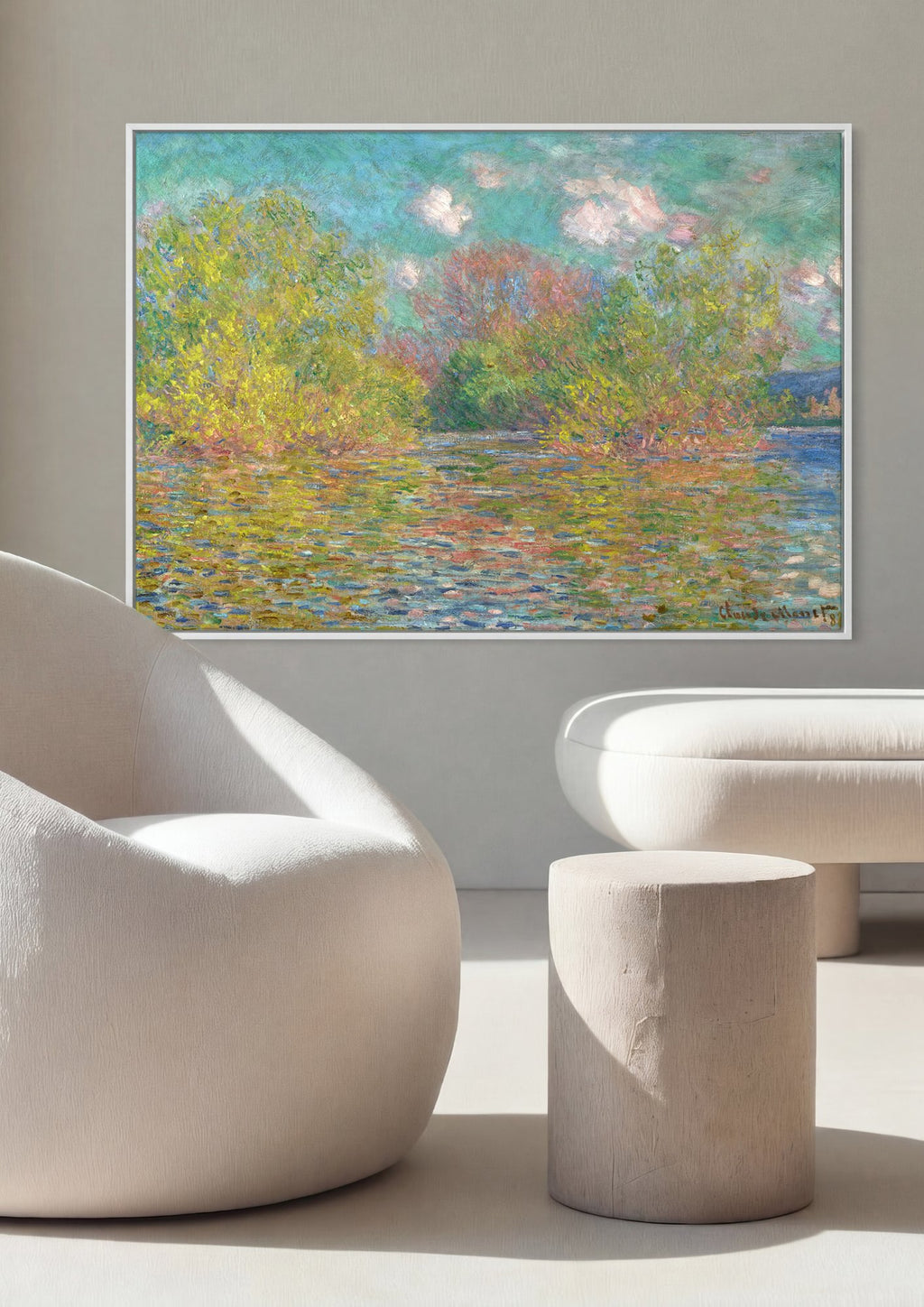 Quadro Decorativo Paisagem Fluvial - Claude Monet em ambiente decorado