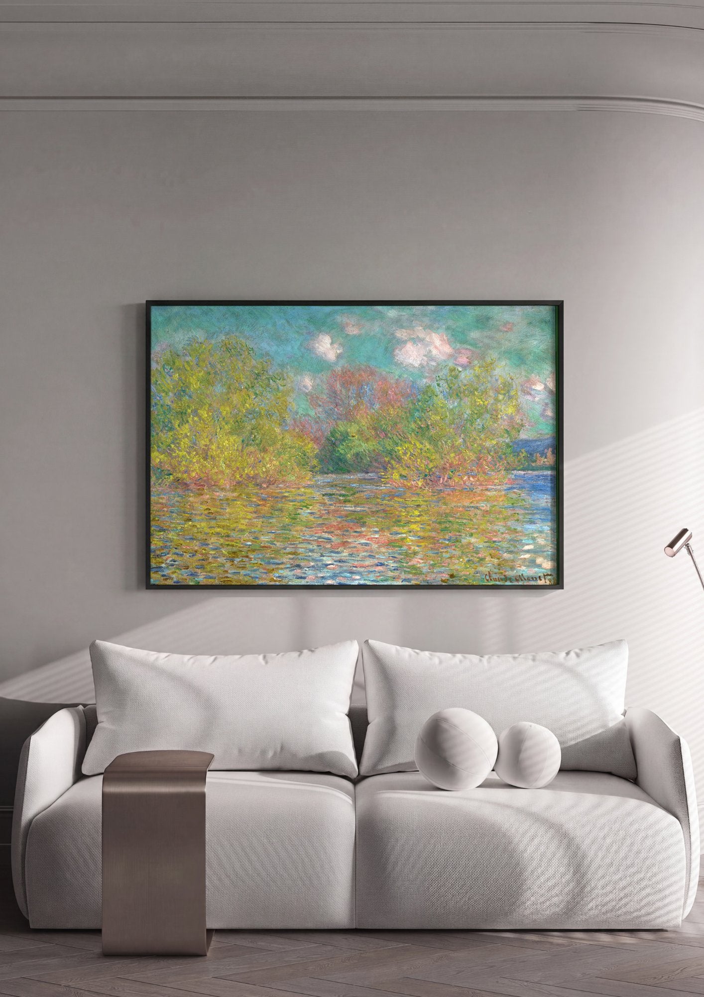 Quadro Decorativo Paisagem Fluvial - Claude Monet em ambiente decorado