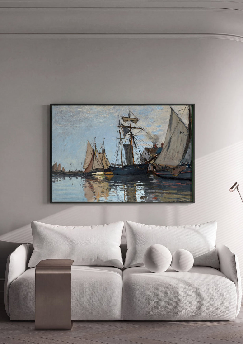 Quadro Decorativo Porto com Barcos - Claude Monet em ambiente decorado