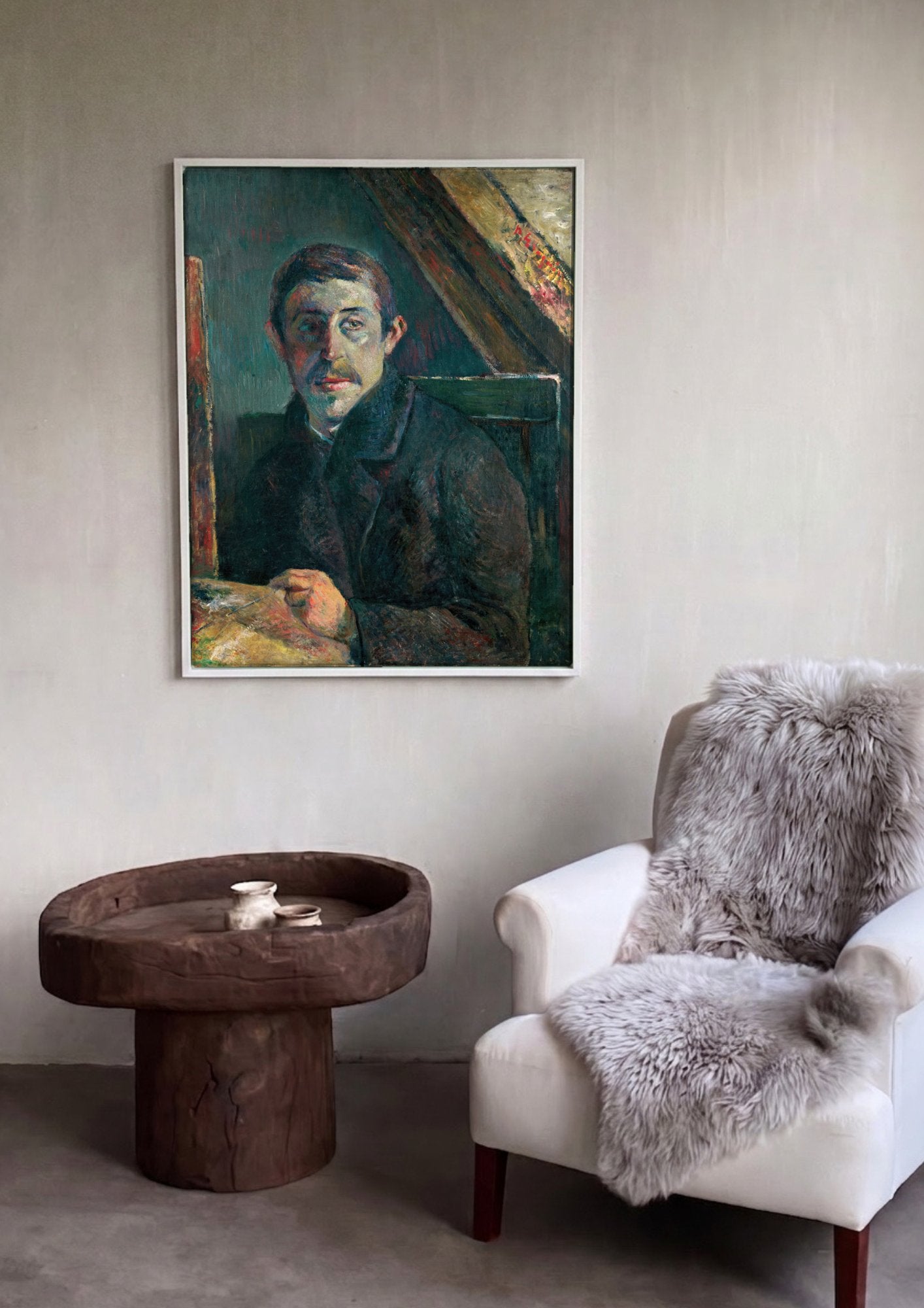 Quadro Decorativo Autorretrato - Paul Gauguin em ambiente decorado