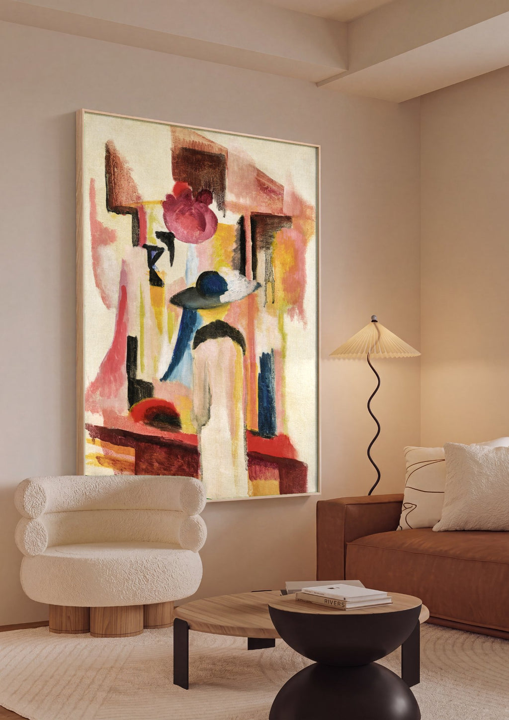 Quadro Decorativo Senhora com Chapéu - August Macke em ambiente decorado