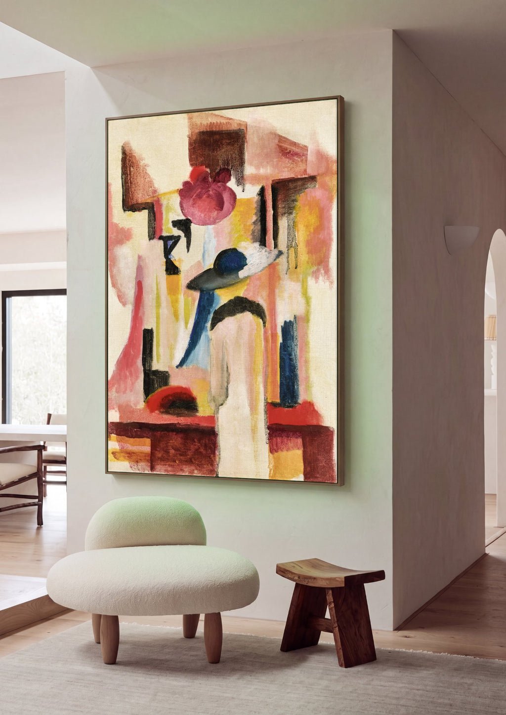 Quadro Decorativo Senhora com Chapéu - August Macke em ambiente decorado