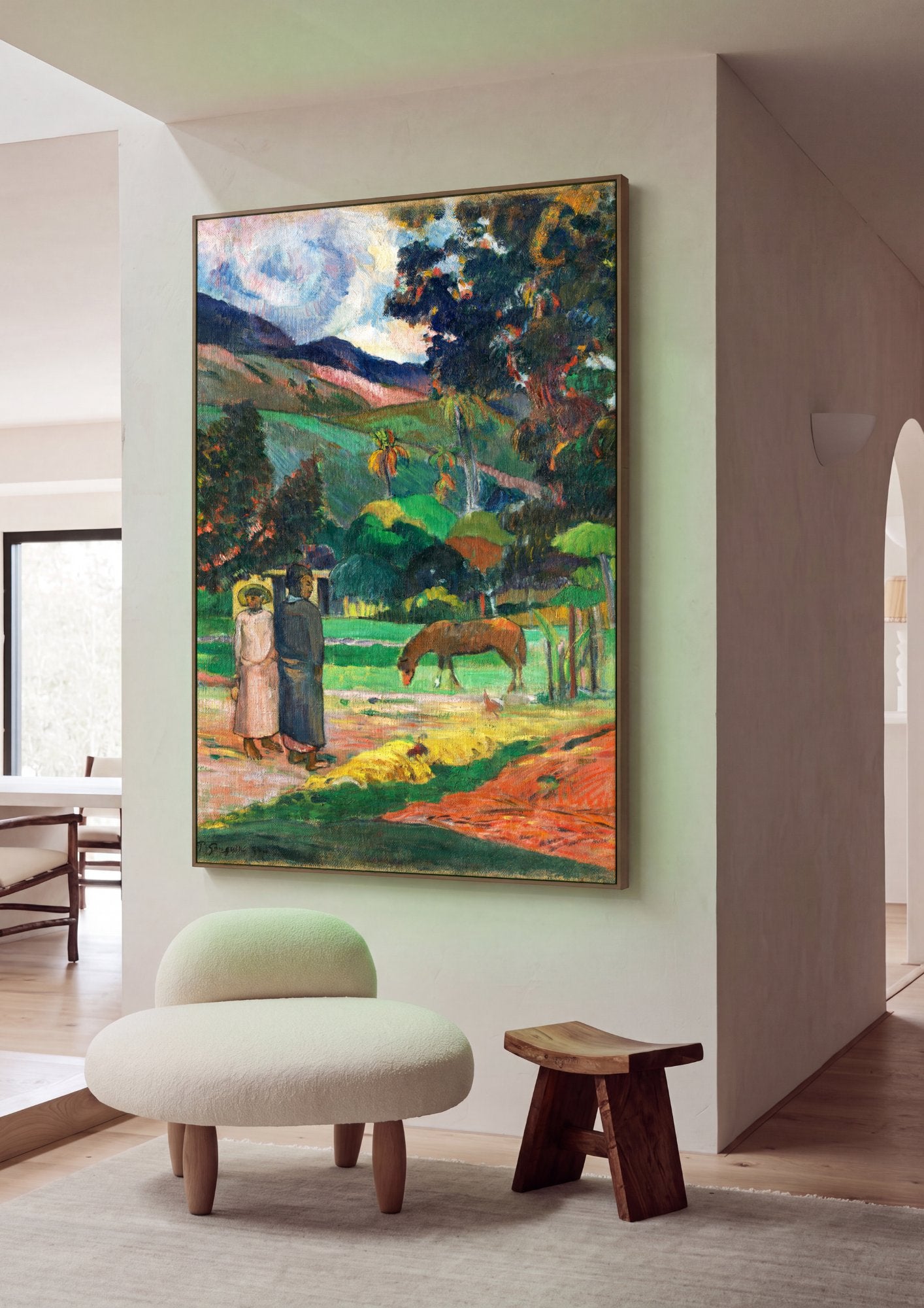 Quadro Decorativo Paisagem Tropical - Gauguin em ambiente decorado