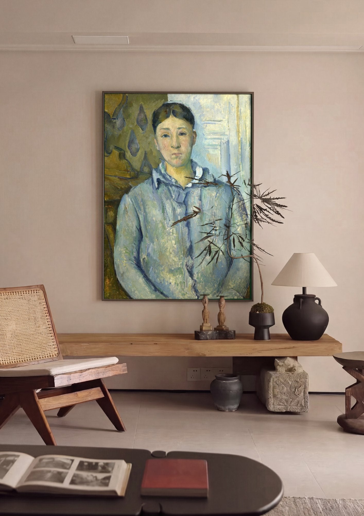 Quadro Decorativo Retrato de Mulher - Paul Cézanne em ambiente decorado