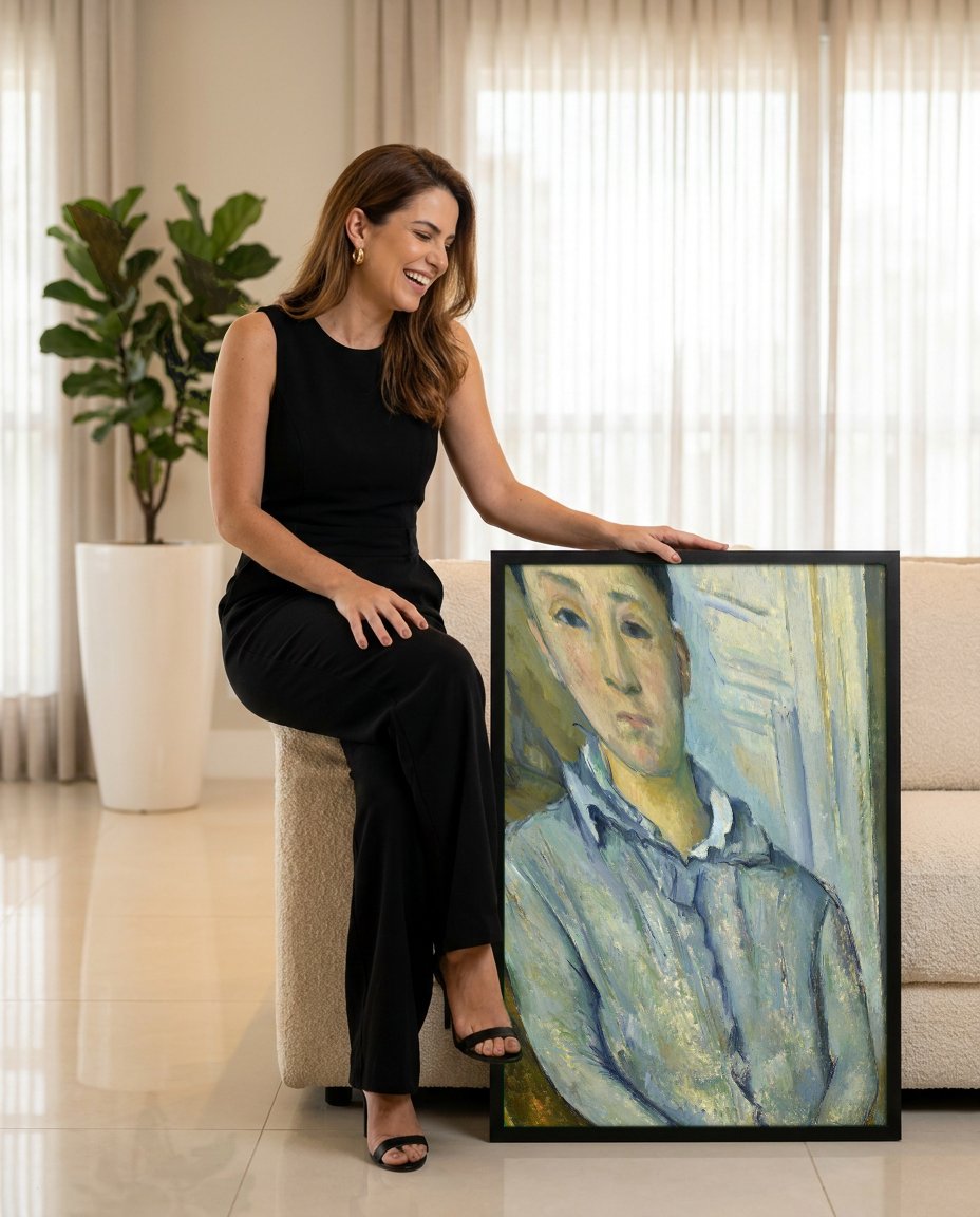 Quadro Decorativo Retrato de Mulher - Paul Cézanne com modelo em ambiente
