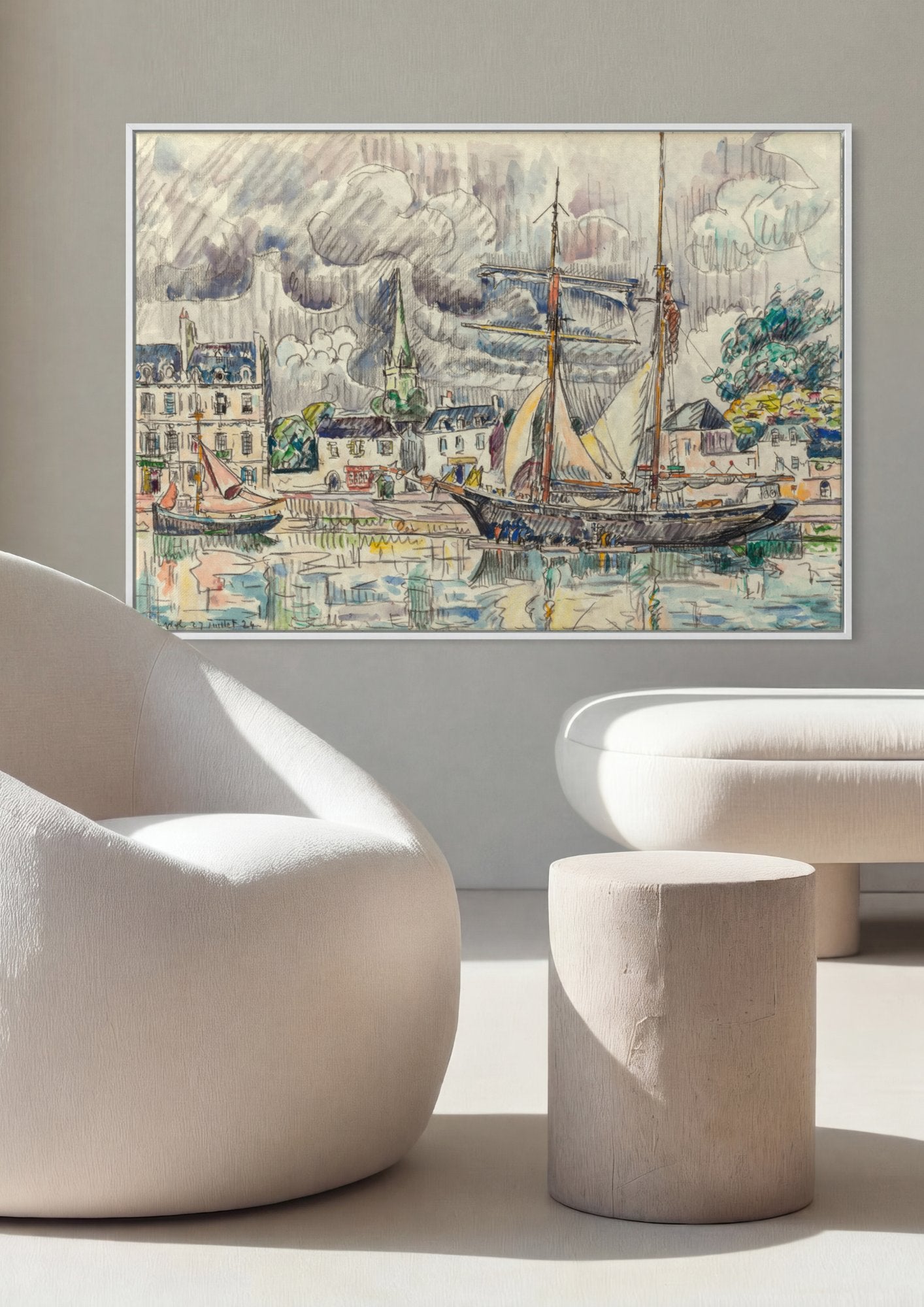 Quadro Decorativo Porto de Honfleur - Paul Signac em ambiente decorado