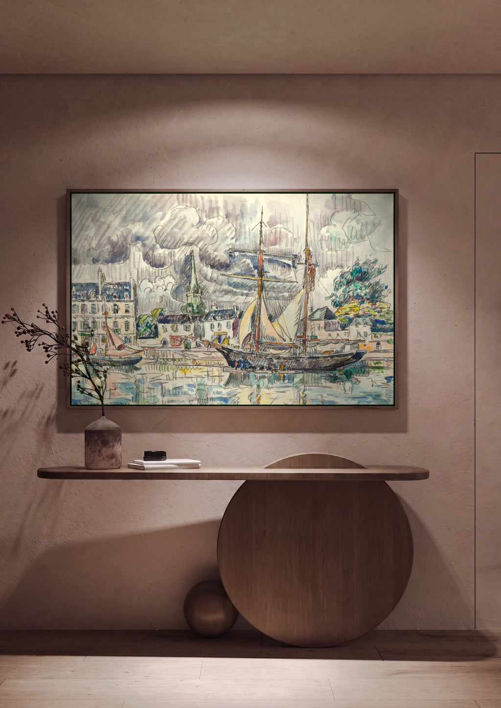 Quadro Decorativo Porto de Honfleur - Paul Signac em ambiente decorado