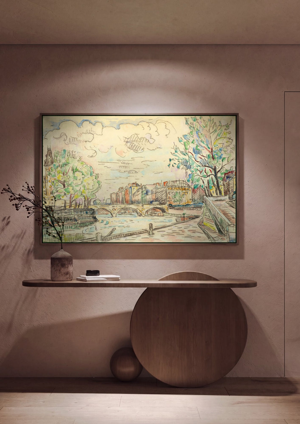 Quadro Decorativo A Ponte e o Sena - Paul Signac em ambiente decorado