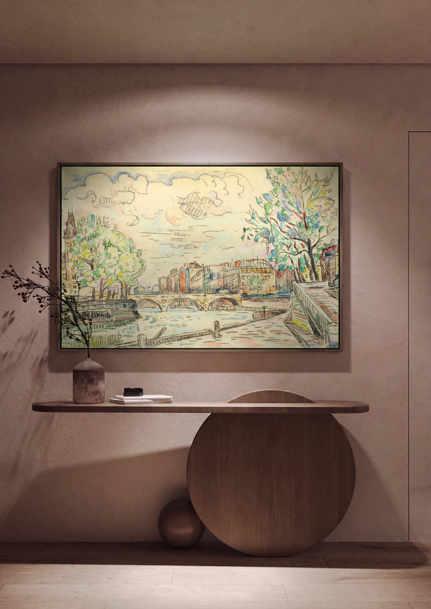 Quadro Decorativo A Ponte e o Sena - Paul Signac em ambiente decorado