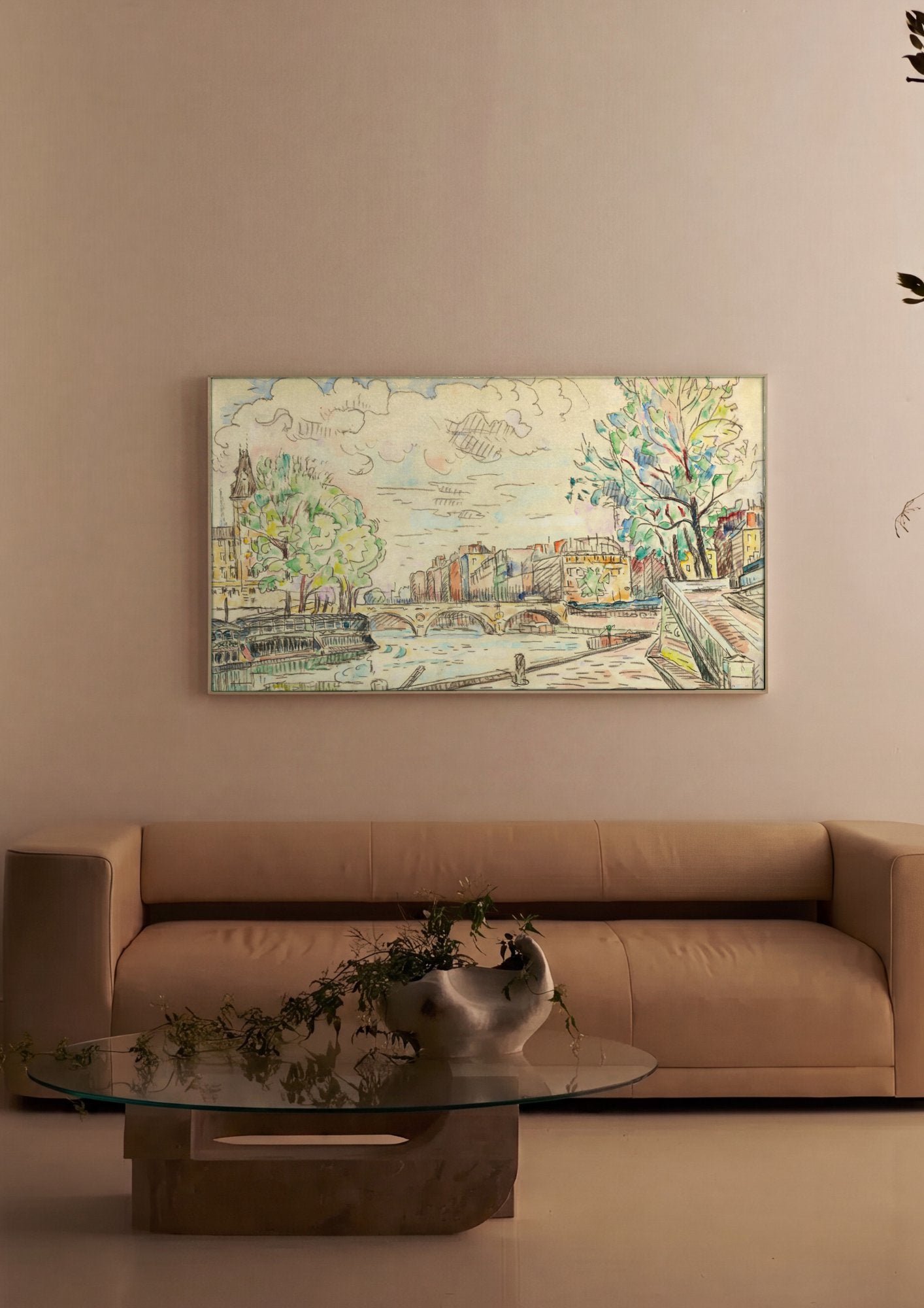 Quadro Decorativo A Ponte e o Sena - Paul Signac em ambiente decorado