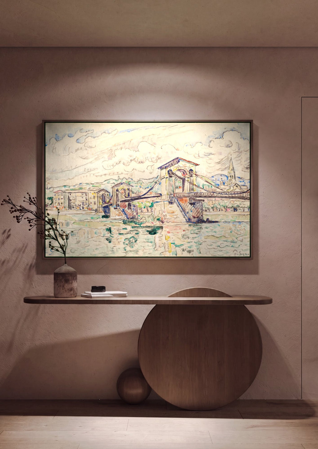 Quadro Decorativo Ponte sobre o Rio - Paul Signac em ambiente decorado