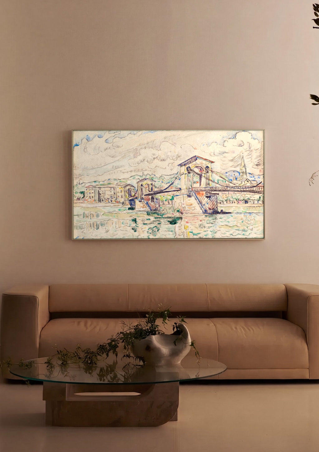 Quadro Decorativo Ponte sobre o Rio - Paul Signac em ambiente decorado