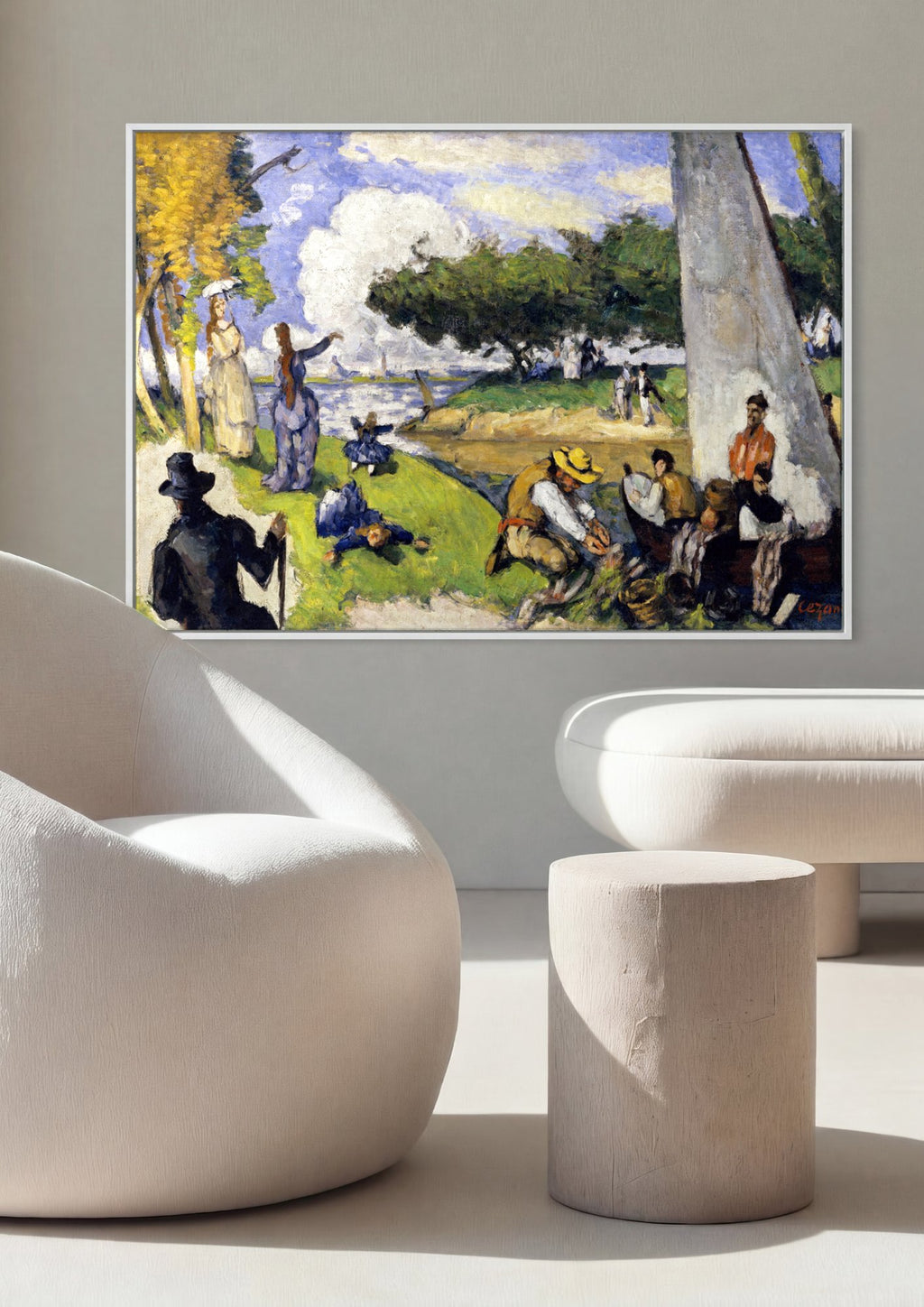 Quadro Decorativo A Margem do Marne - Paul Cézanne em ambiente decorado