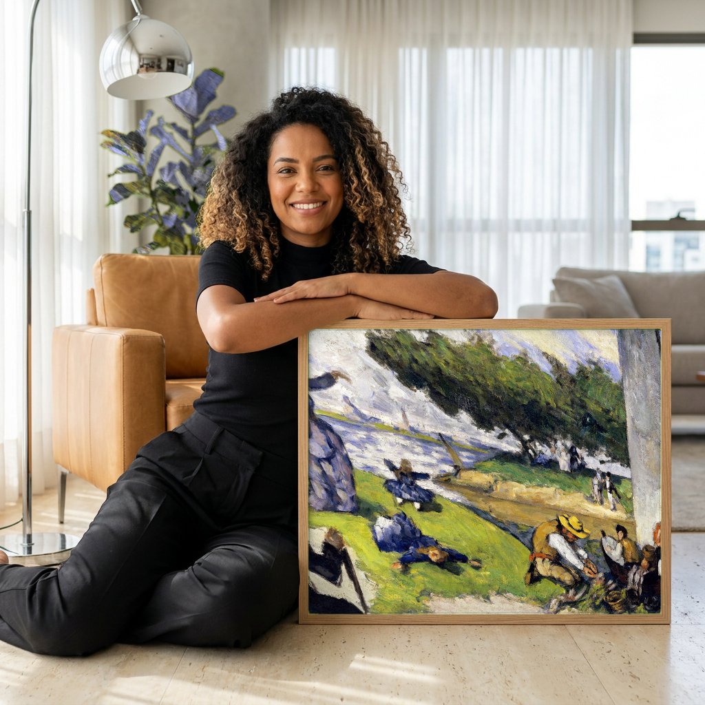 Quadro Decorativo A Margem do Marne - Paul Cézanne com modelo em ambiente