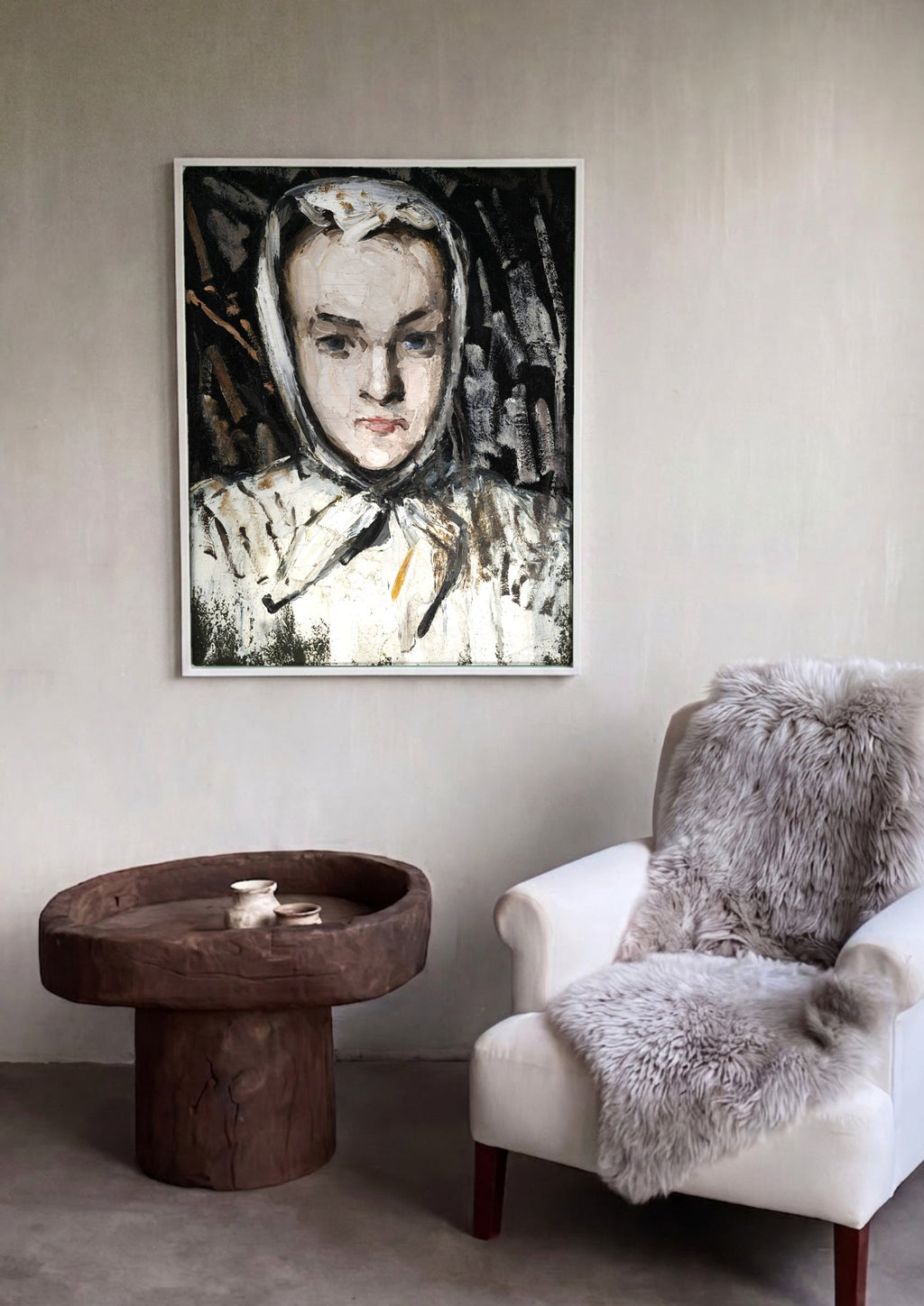 Quadro Decorativo Retrato de Mulher - Paul Cézanne em ambiente decorado