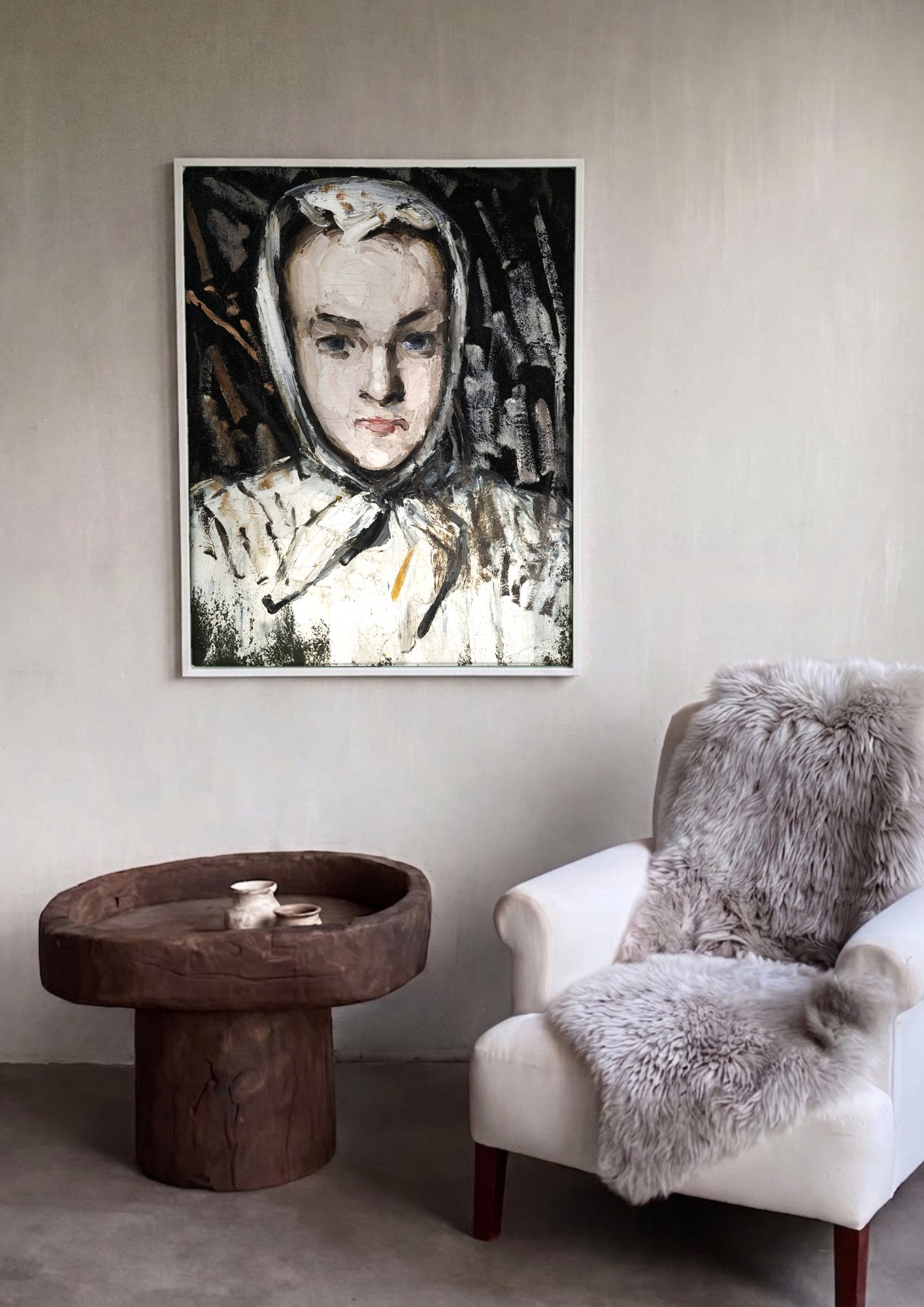 Quadro Decorativo Retrato de Mulher - Paul Cézanne em ambiente decorado