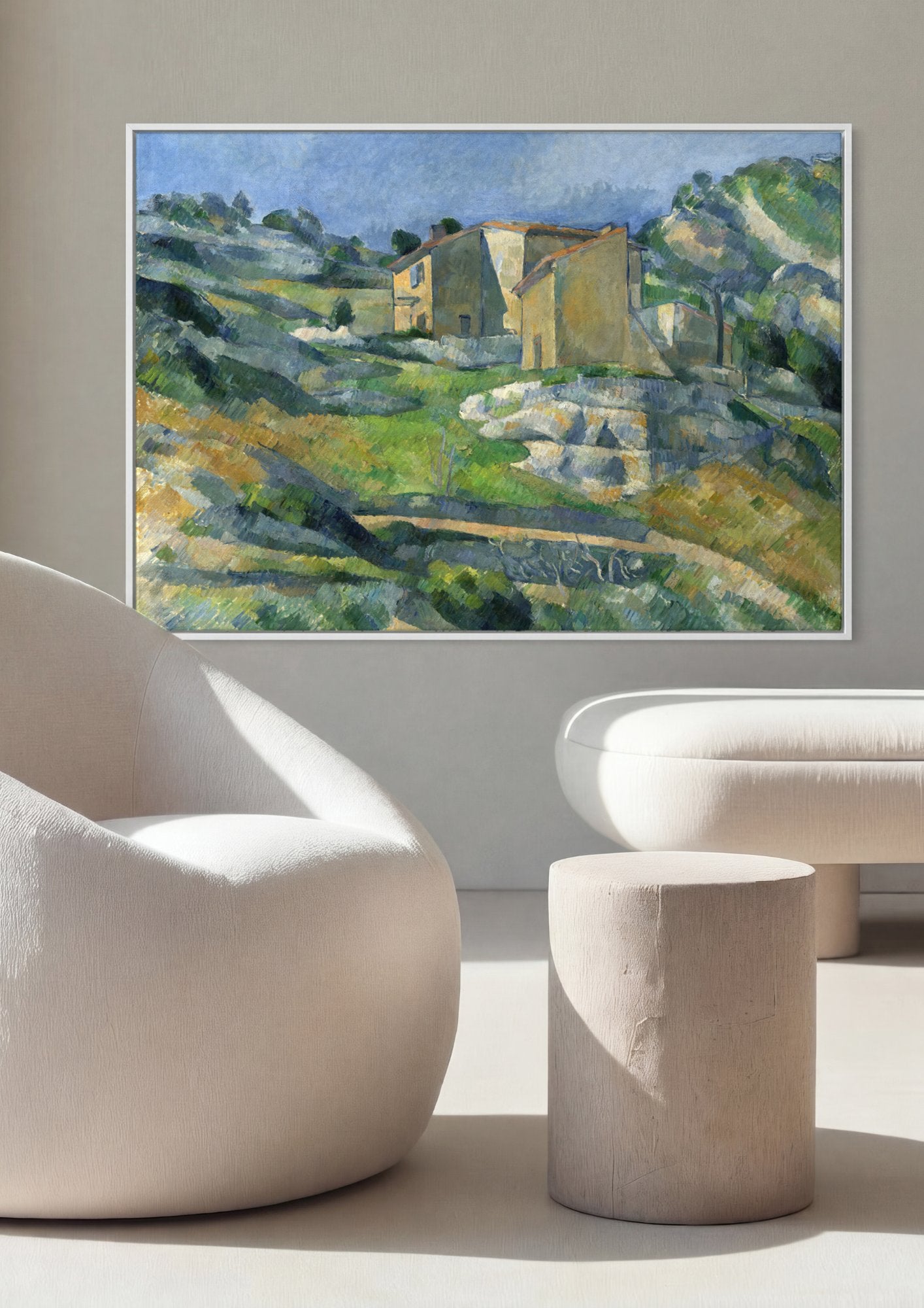Quadro Decorativo Casas na Provença - Paul Cézanne em ambiente decorado