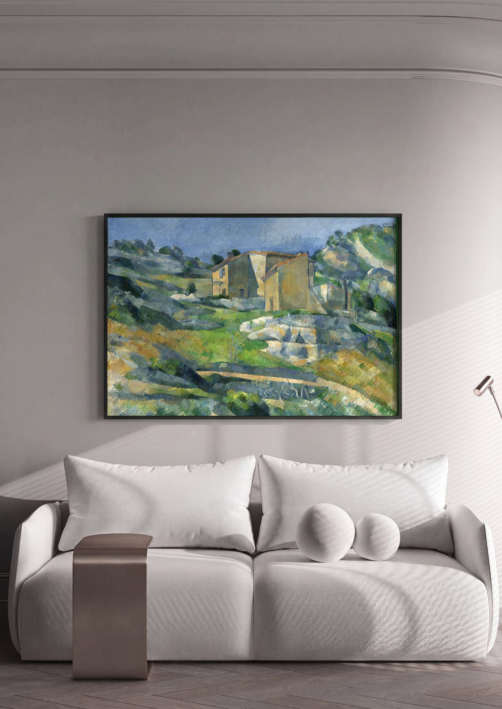 Quadro Decorativo Casas na Provença - Paul Cézanne em ambiente decorado