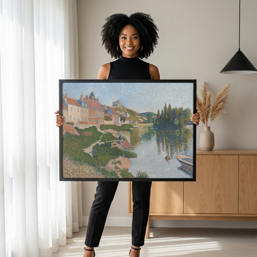 Quadro Decorativo A Ponte das Artes - Paul Signac com modelo em ambiente