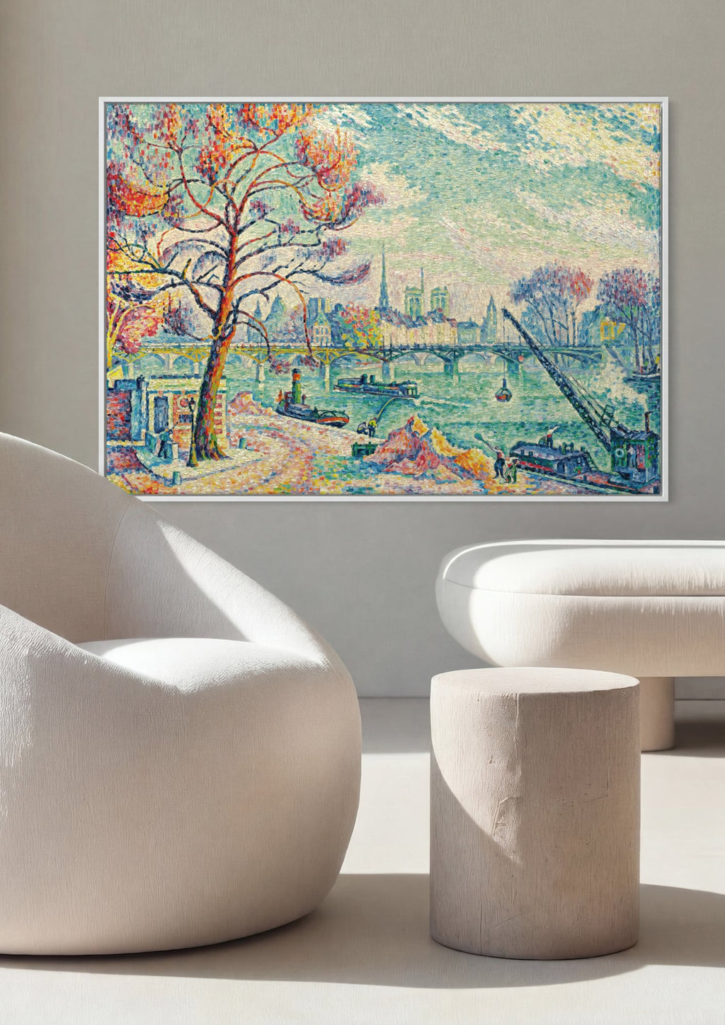 Quadro Decorativo Porto de Honfleur - Paul Signac em ambiente decorado