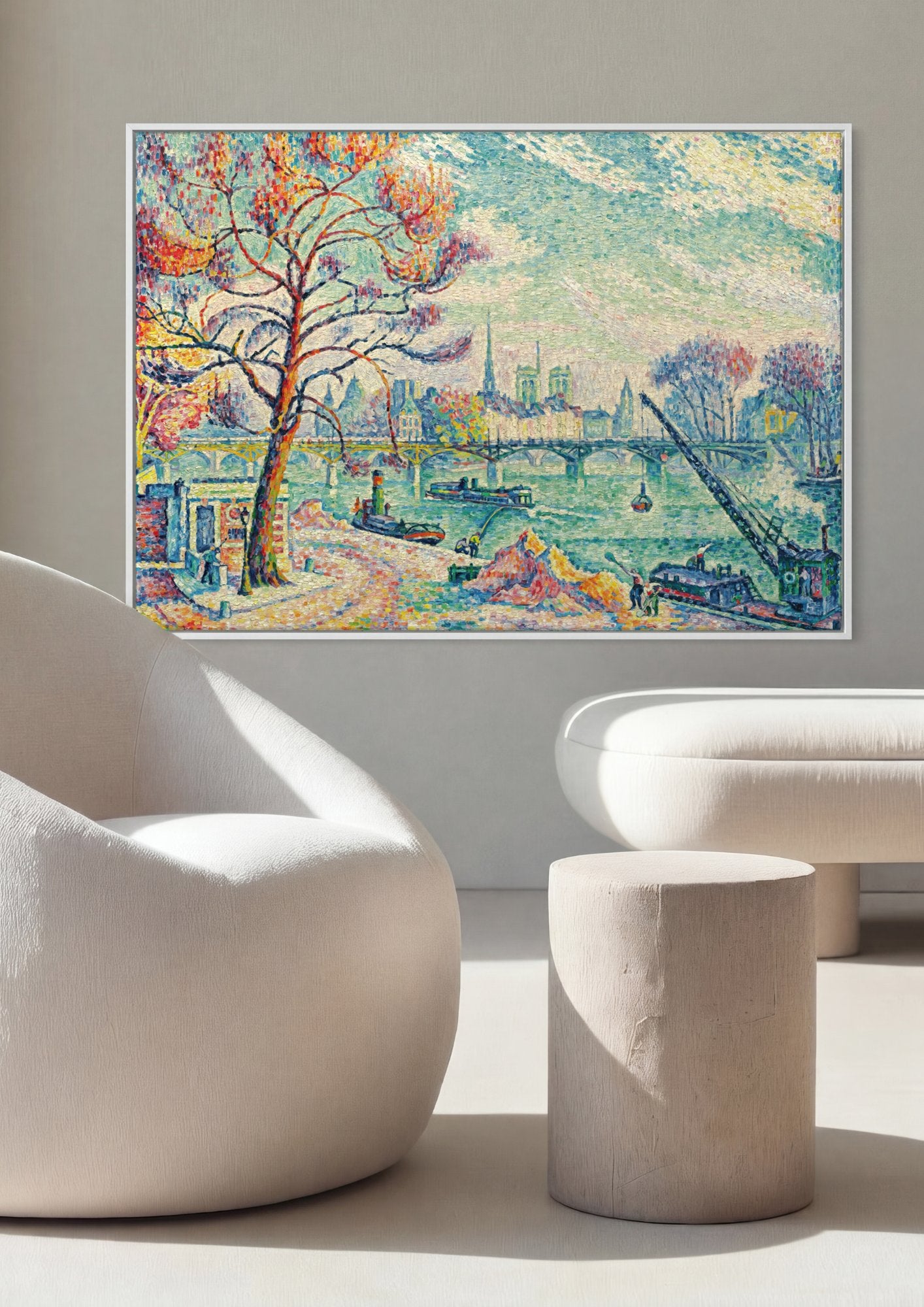 Quadro Decorativo Porto de Honfleur - Paul Signac em ambiente decorado