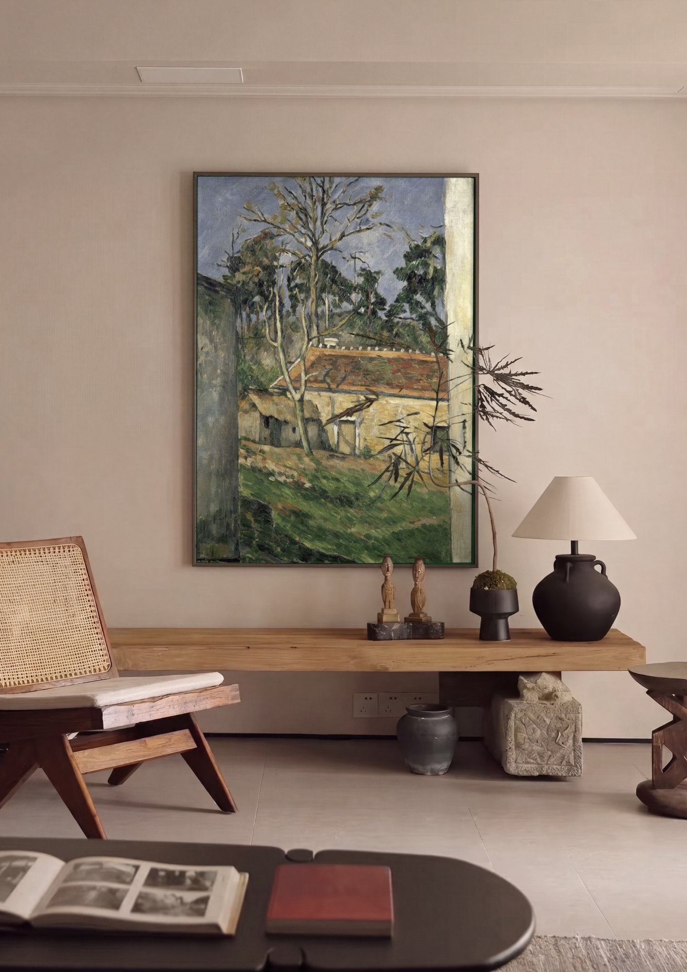 Quadro Decorativo A Casa e a Árvore - Paul Cézanne em ambiente decorado