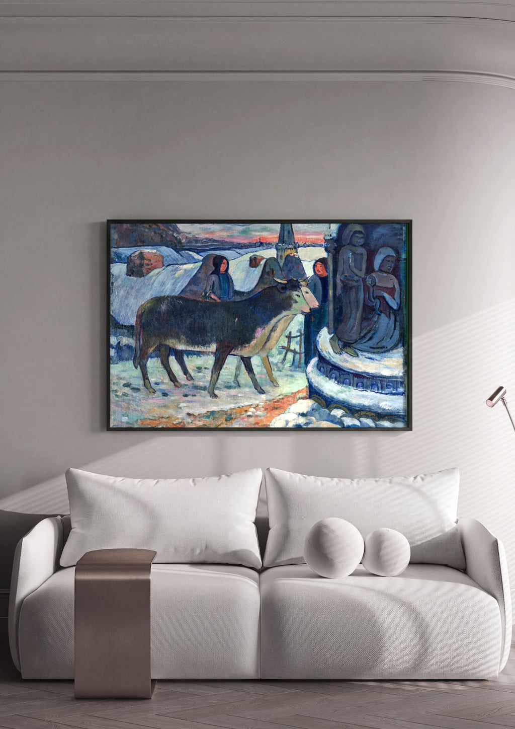Quadro Decorativo A Oferta de Neve - Paul Gauguin em ambiente decorado