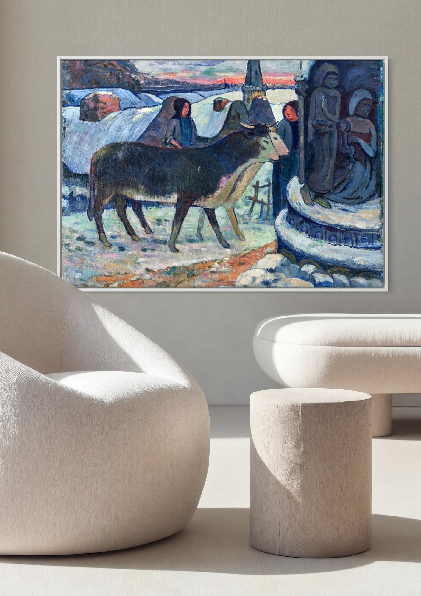 Quadro Decorativo A Oferta de Neve - Paul Gauguin em ambiente decorado