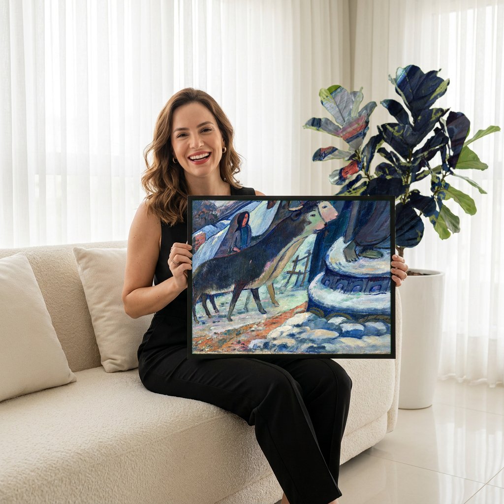 Quadro Decorativo A Oferta de Neve - Paul Gauguin com modelo em ambiente