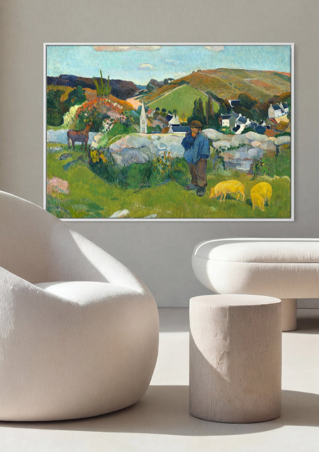 Quadro Decorativo A Paisagem Verde - Paul Gauguin em ambiente decorado