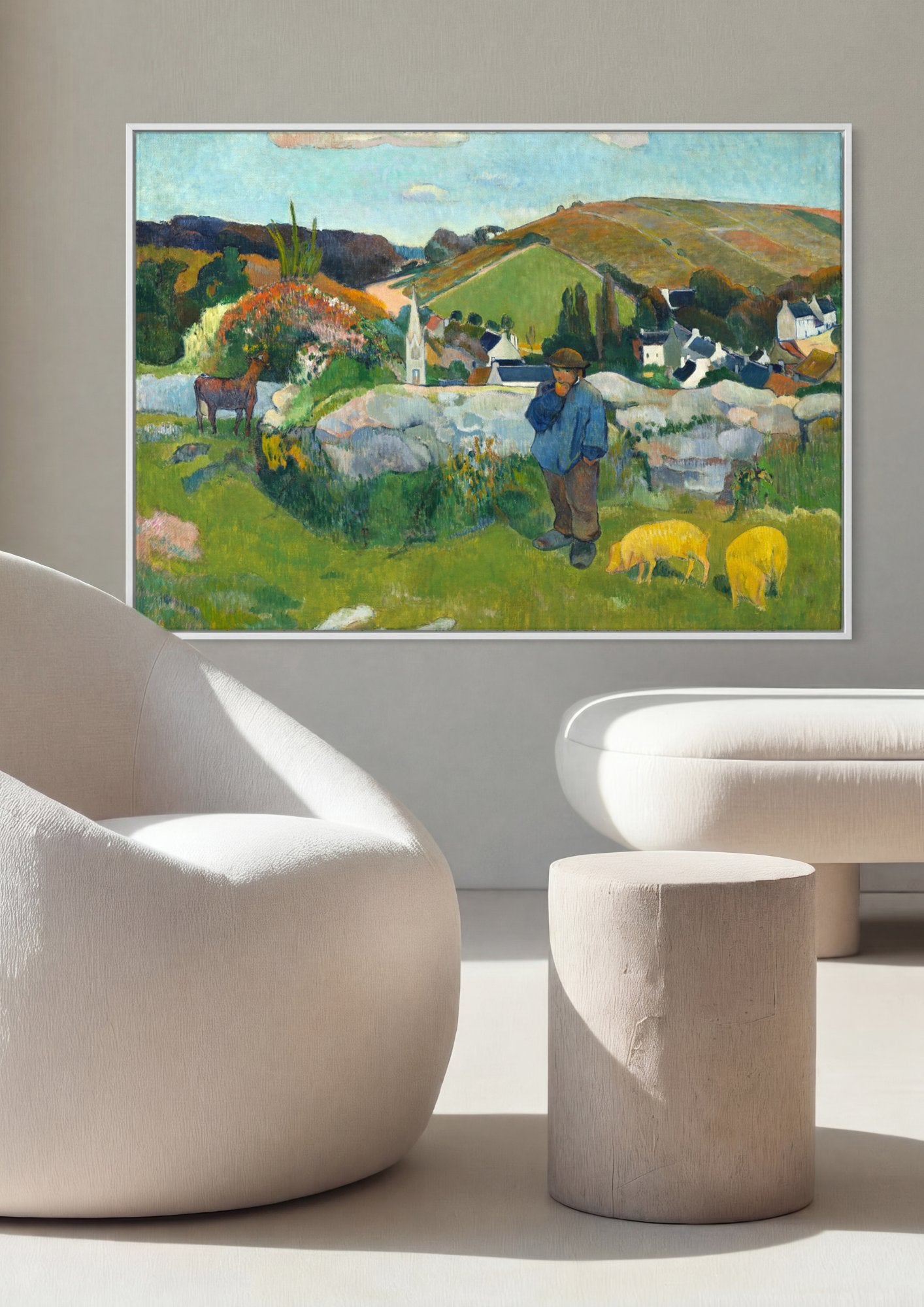 Quadro Decorativo A Paisagem Verde - Paul Gauguin em ambiente decorado