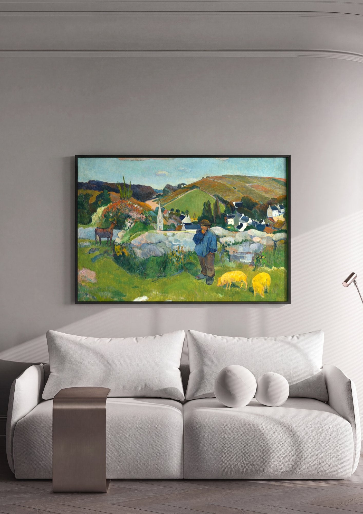 Quadro Decorativo A Paisagem Verde - Paul Gauguin em ambiente decorado