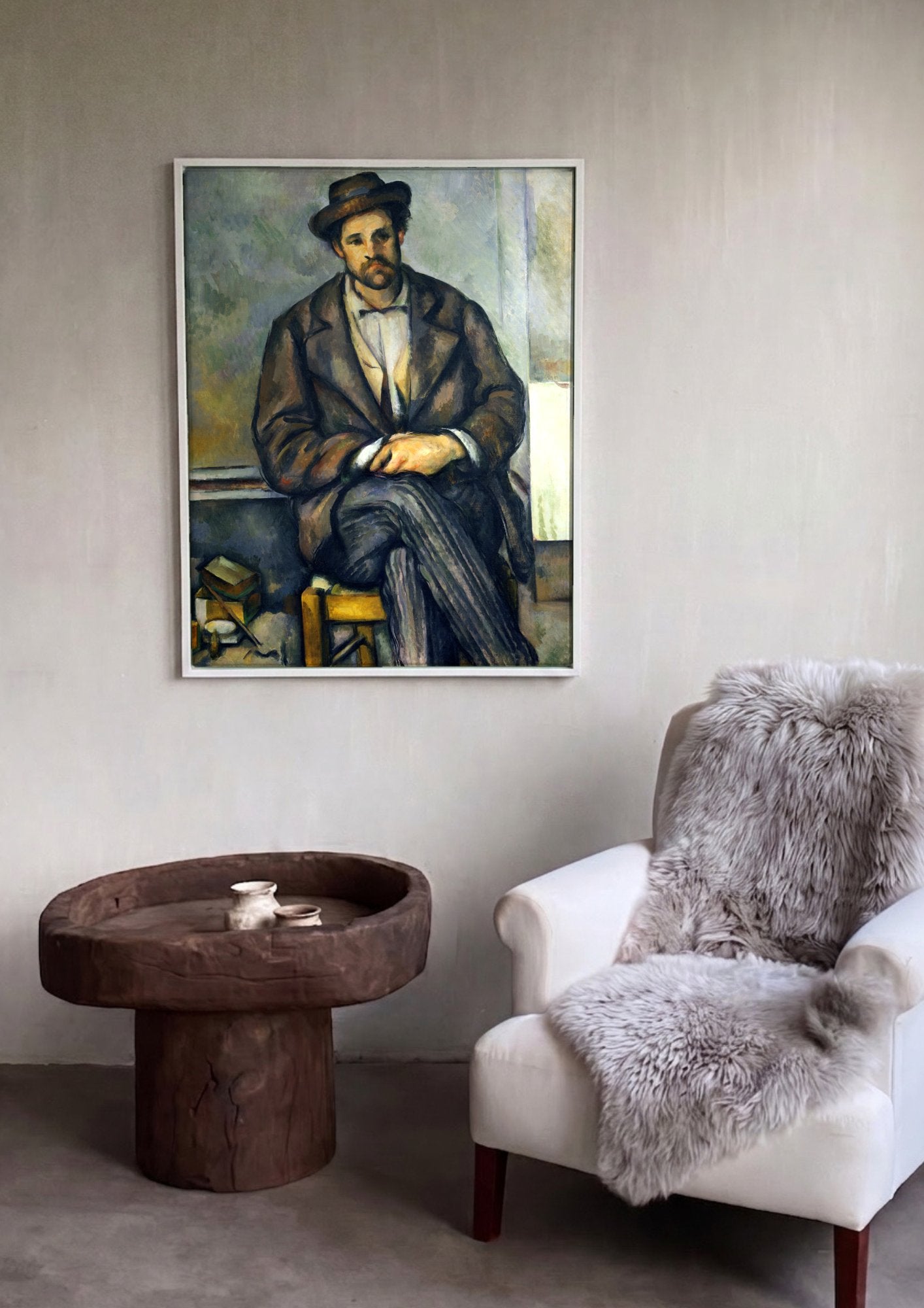 Quadro Decorativo O Homem do Chapéu - Paul Cézanne em ambiente decorado