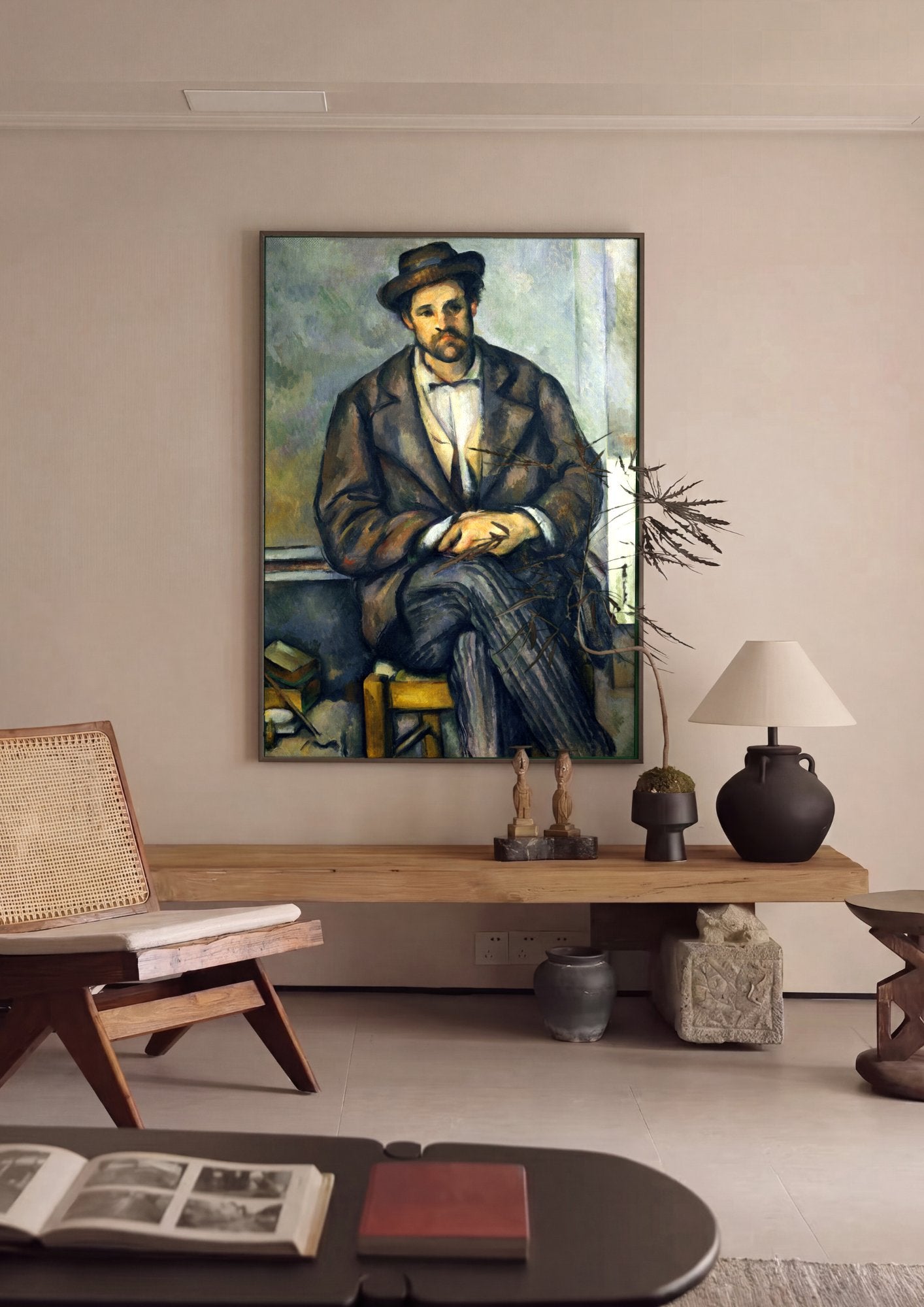 Quadro Decorativo O Homem do Chapéu - Paul Cézanne em ambiente decorado