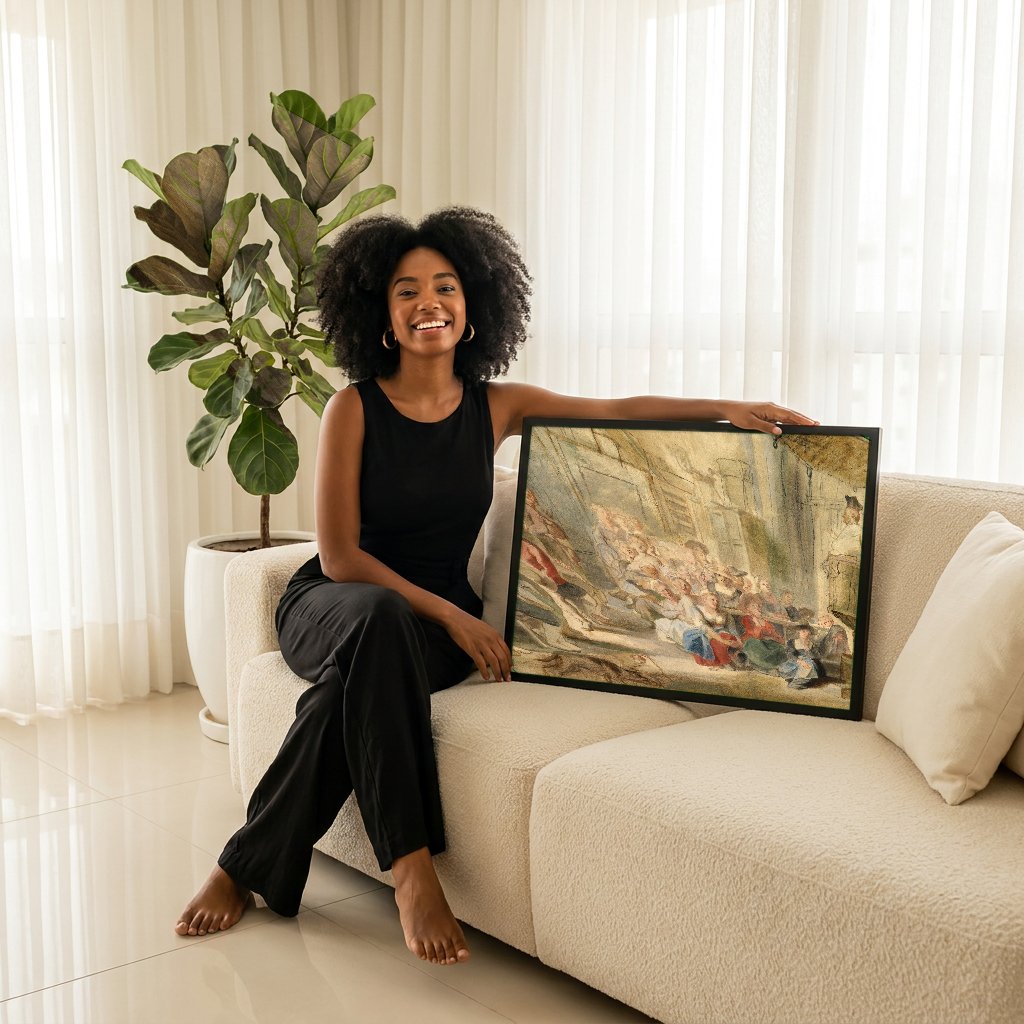 Quadro Decorativo A Pregação – Peter Paul Rubens com modelo em ambiente