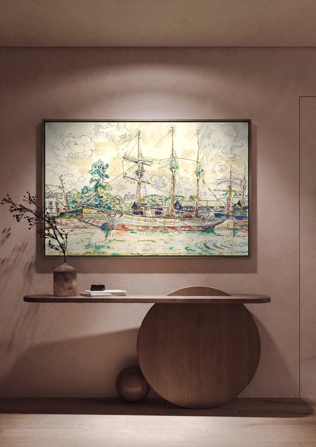 Quadro Decorativo Porto de Paimpol - Paul Signac em ambiente decorado