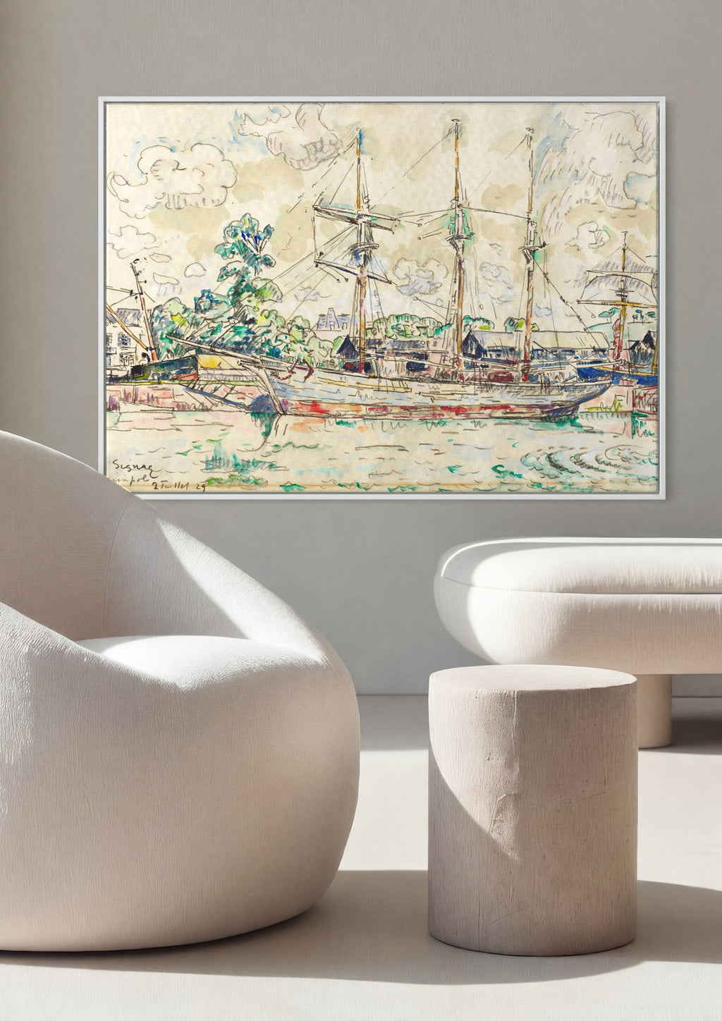 Quadro Decorativo Porto de Paimpol - Paul Signac em ambiente decorado