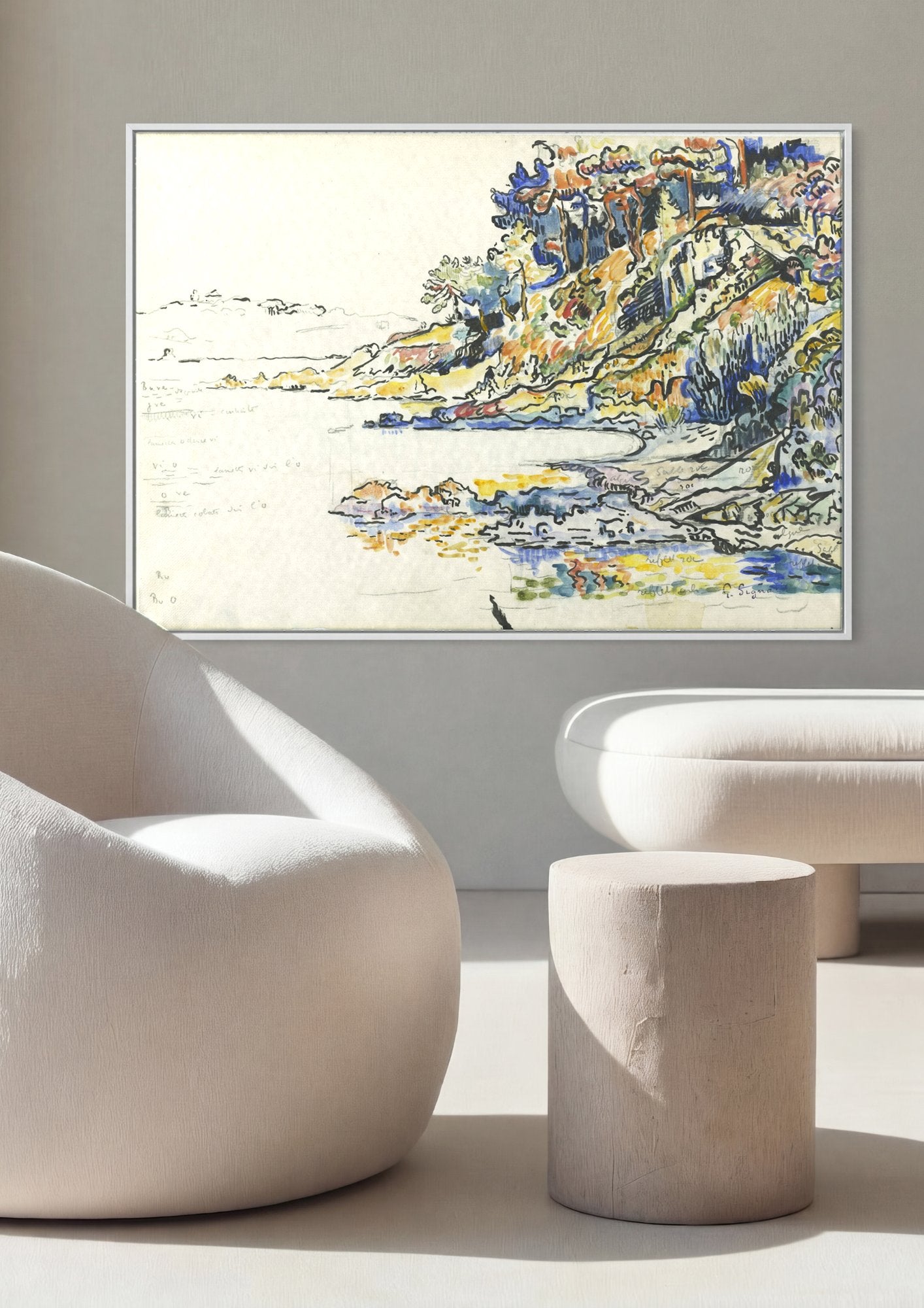 Quadro Decorativo Paisagem Costeira – Paul Signac em ambiente decorado