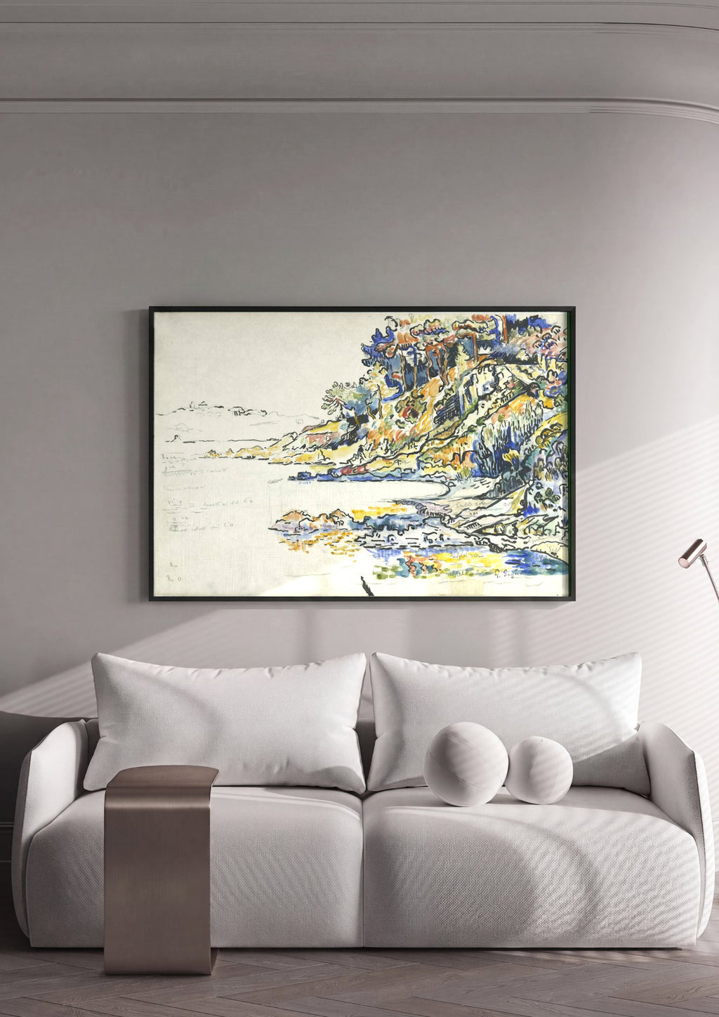 Quadro Decorativo Paisagem Costeira – Paul Signac em ambiente decorado