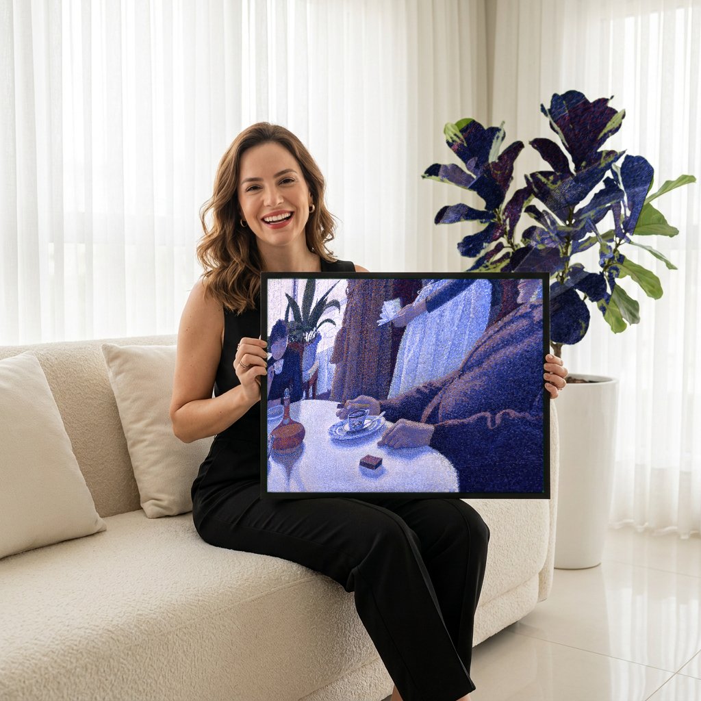 Quadro Decorativo A Sala de Jantar - Paul Signac com modelo em ambiente