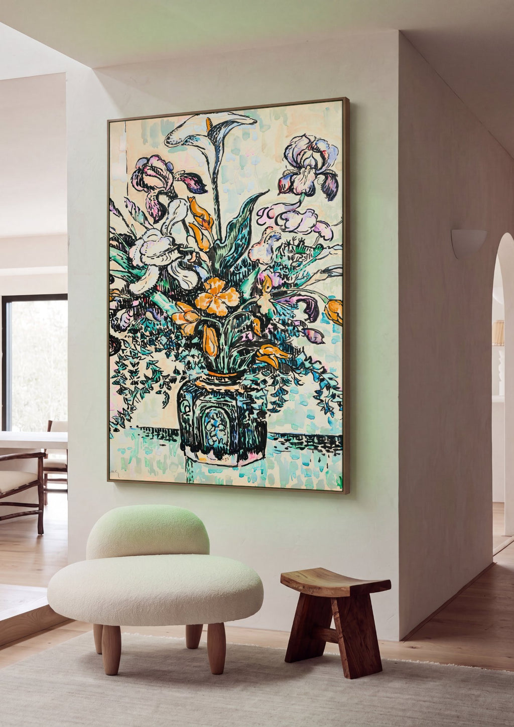 Quadro Decorativo 'Florais Vibrantes' - Paul Signac em ambiente decorado
