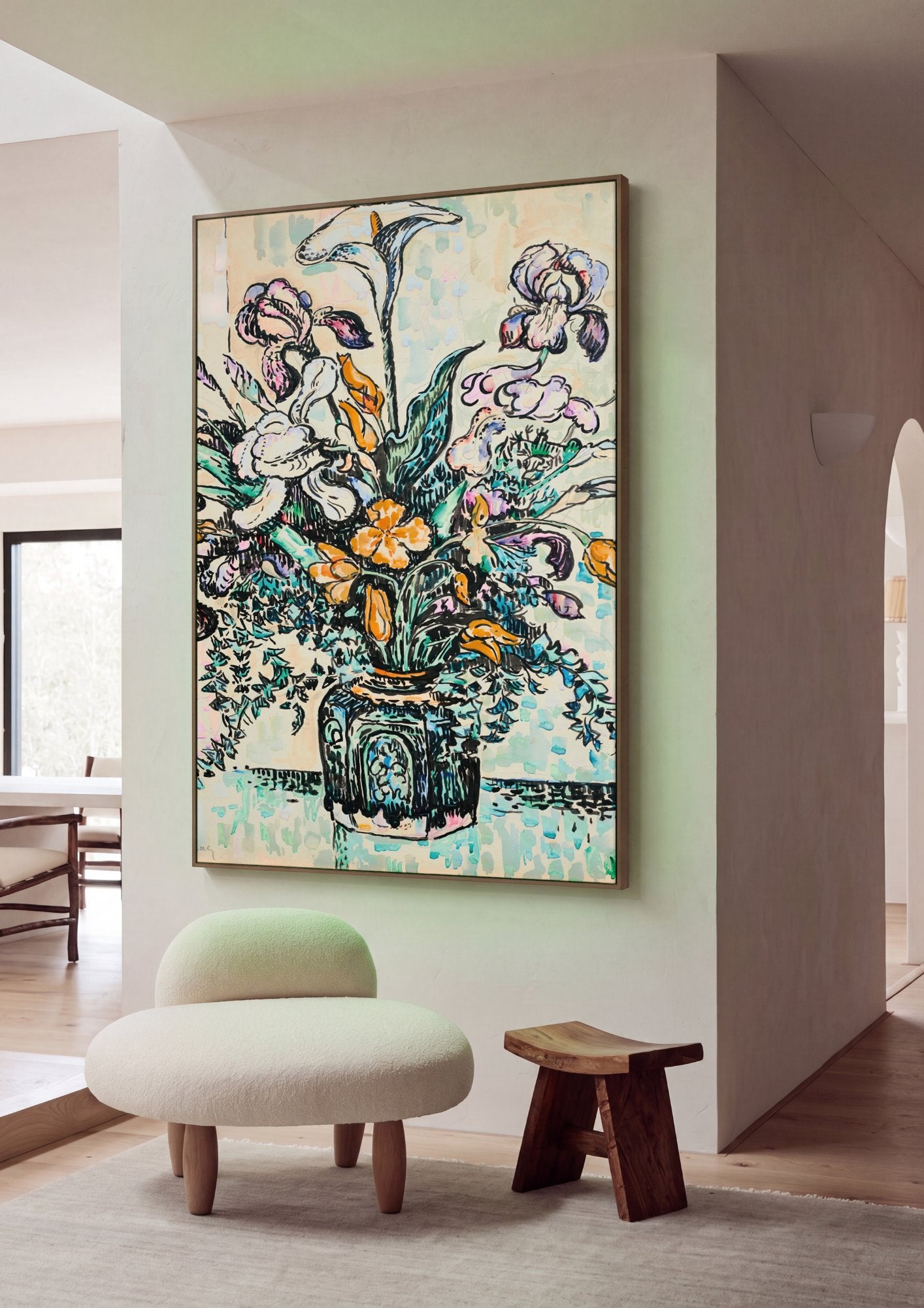 Quadro Decorativo 'Florais Vibrantes' - Paul Signac em ambiente decorado