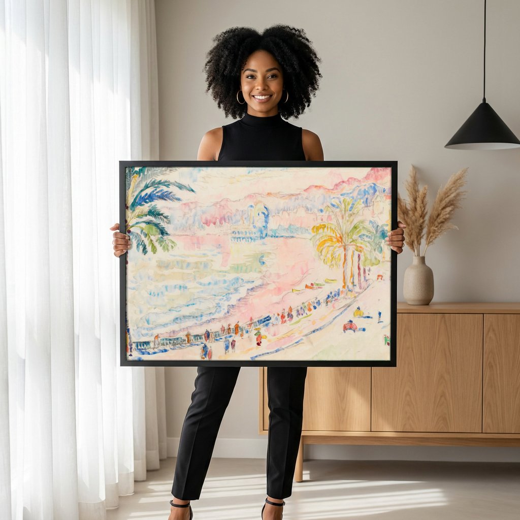 Quadro Decorativo Riviera Francesa - Paul Signac com modelo em ambiente
