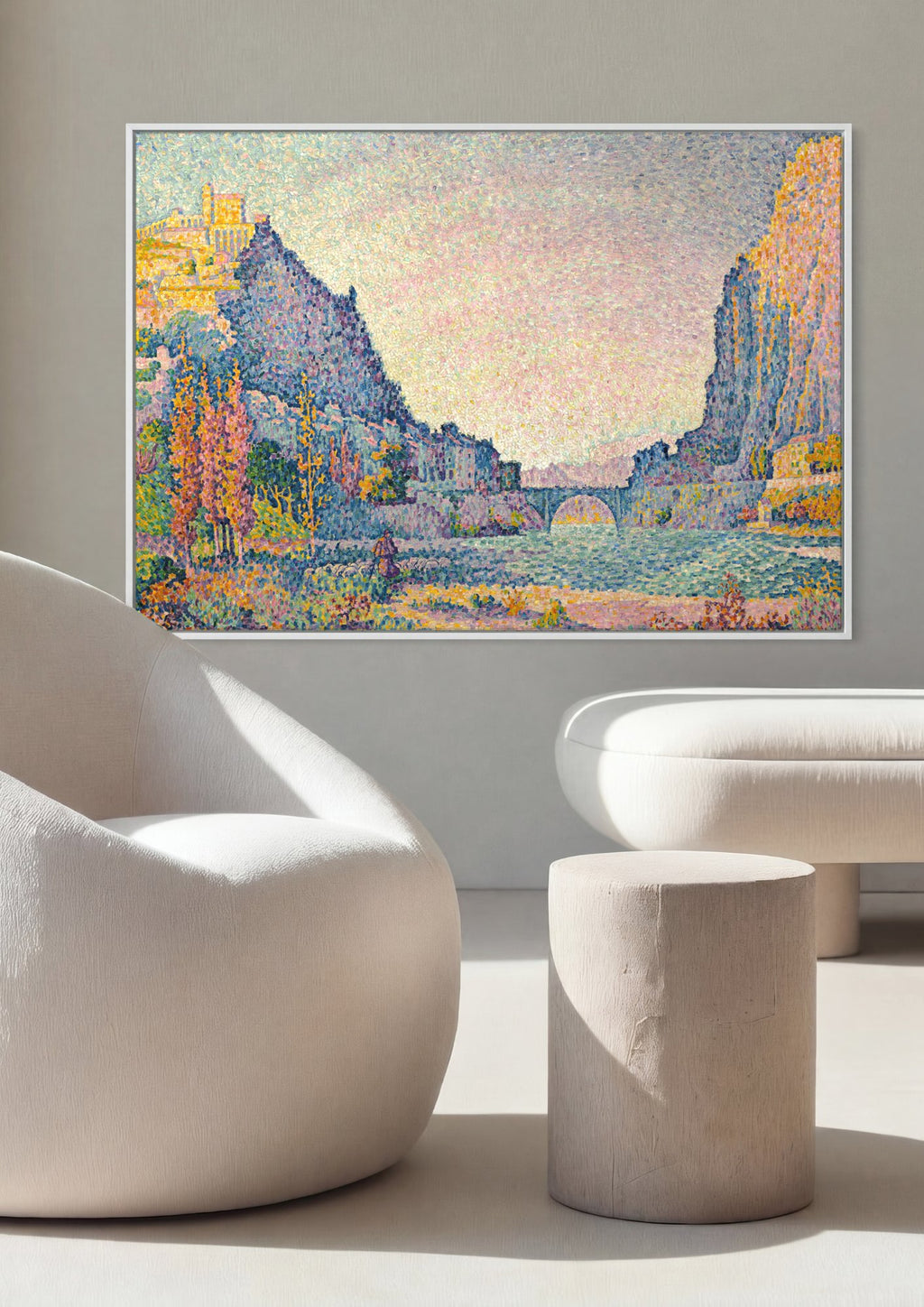 Quadro Decorativo A Ponte das Artes - Paul Signac em ambiente decorado